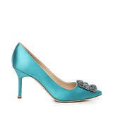Décolleté Hangisi con fibbia gioiello in raso 9XX0663 4444 MANOLO BLAHNIK 