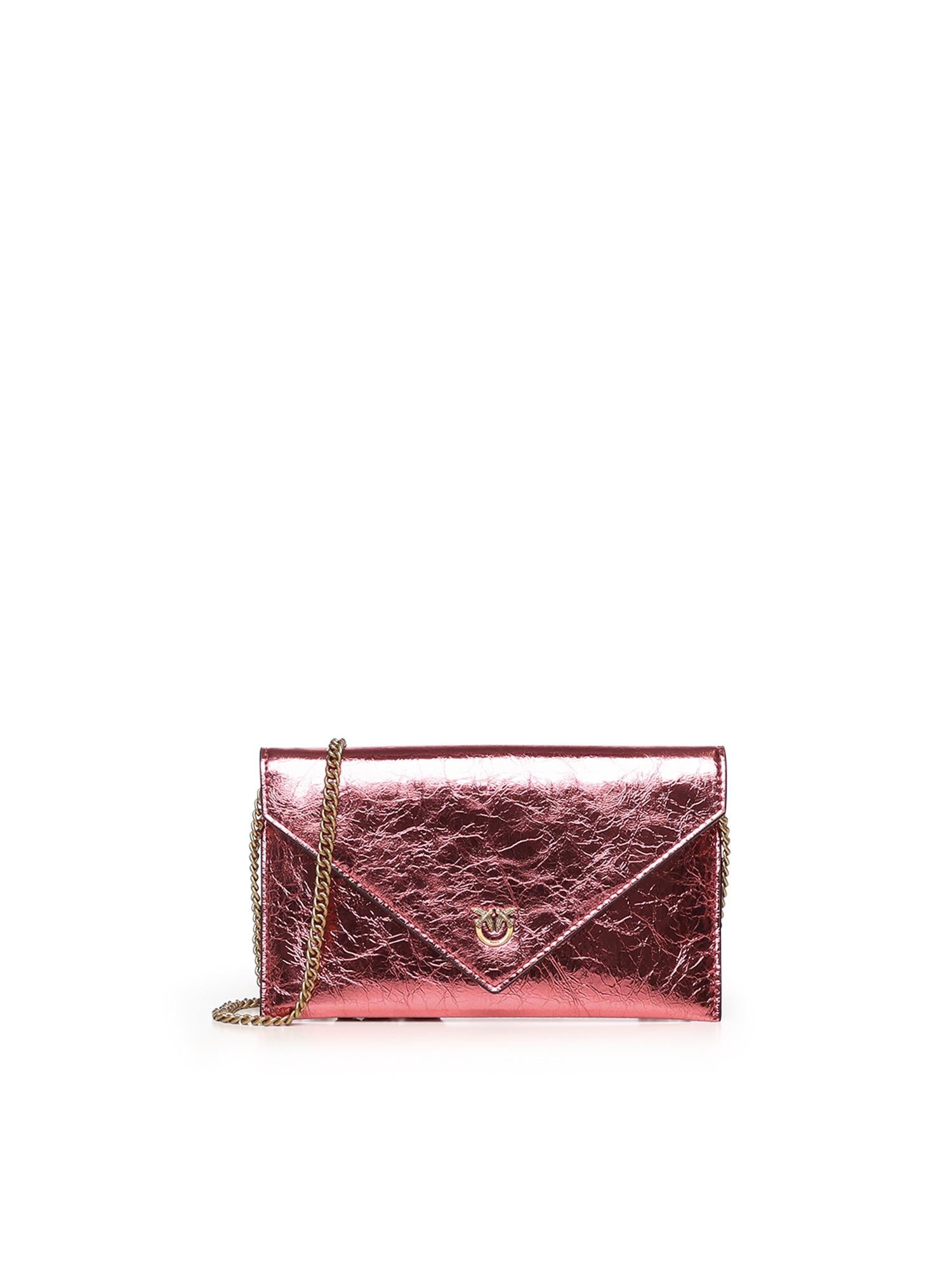 Bustina in pelle metallizzata con logo 105347 A2OTQ59Q PINKO 
