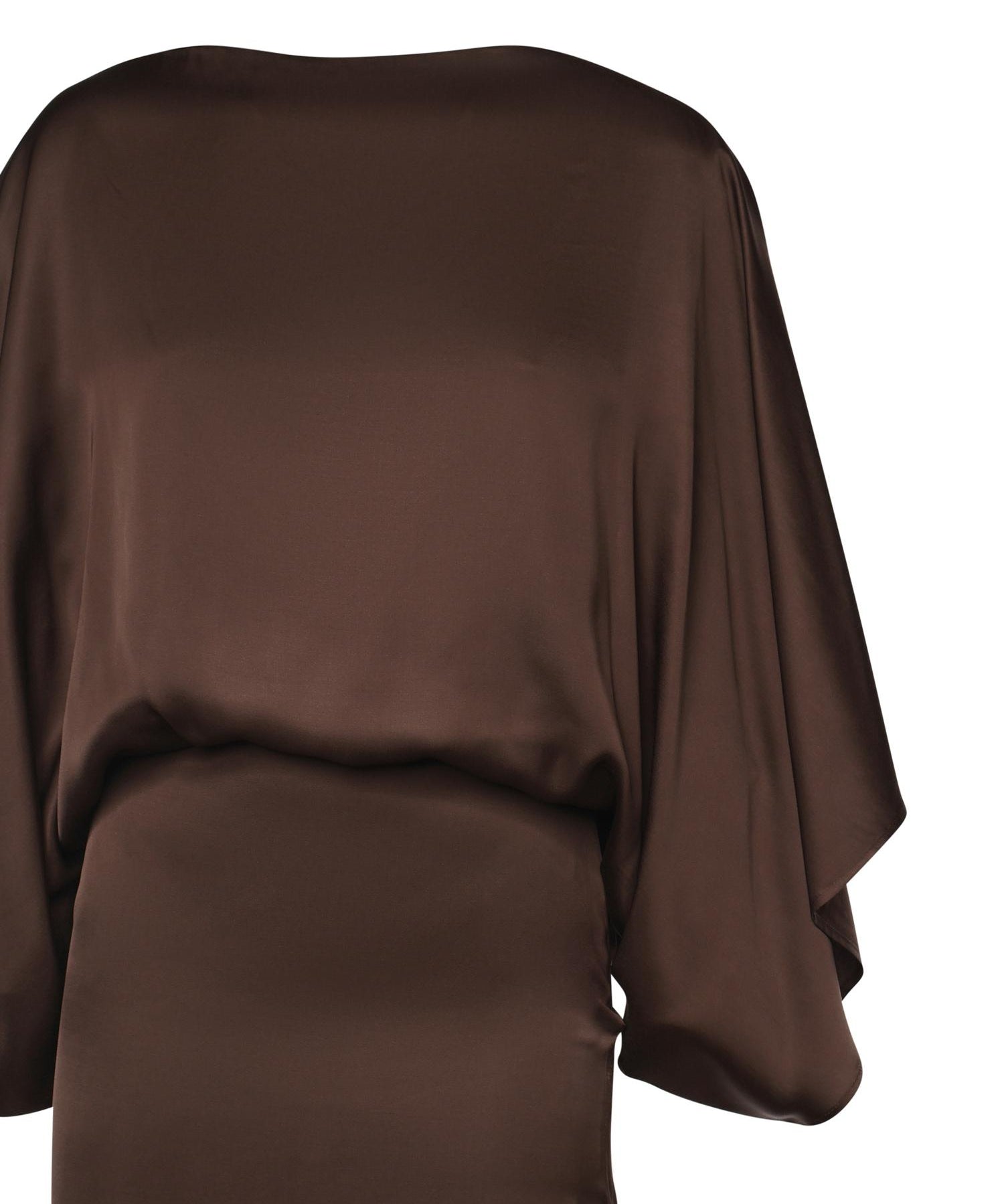 Abito midi The Macha in satin 26SSNAB-0005 CIOCCOLATO NINEMINUTES 