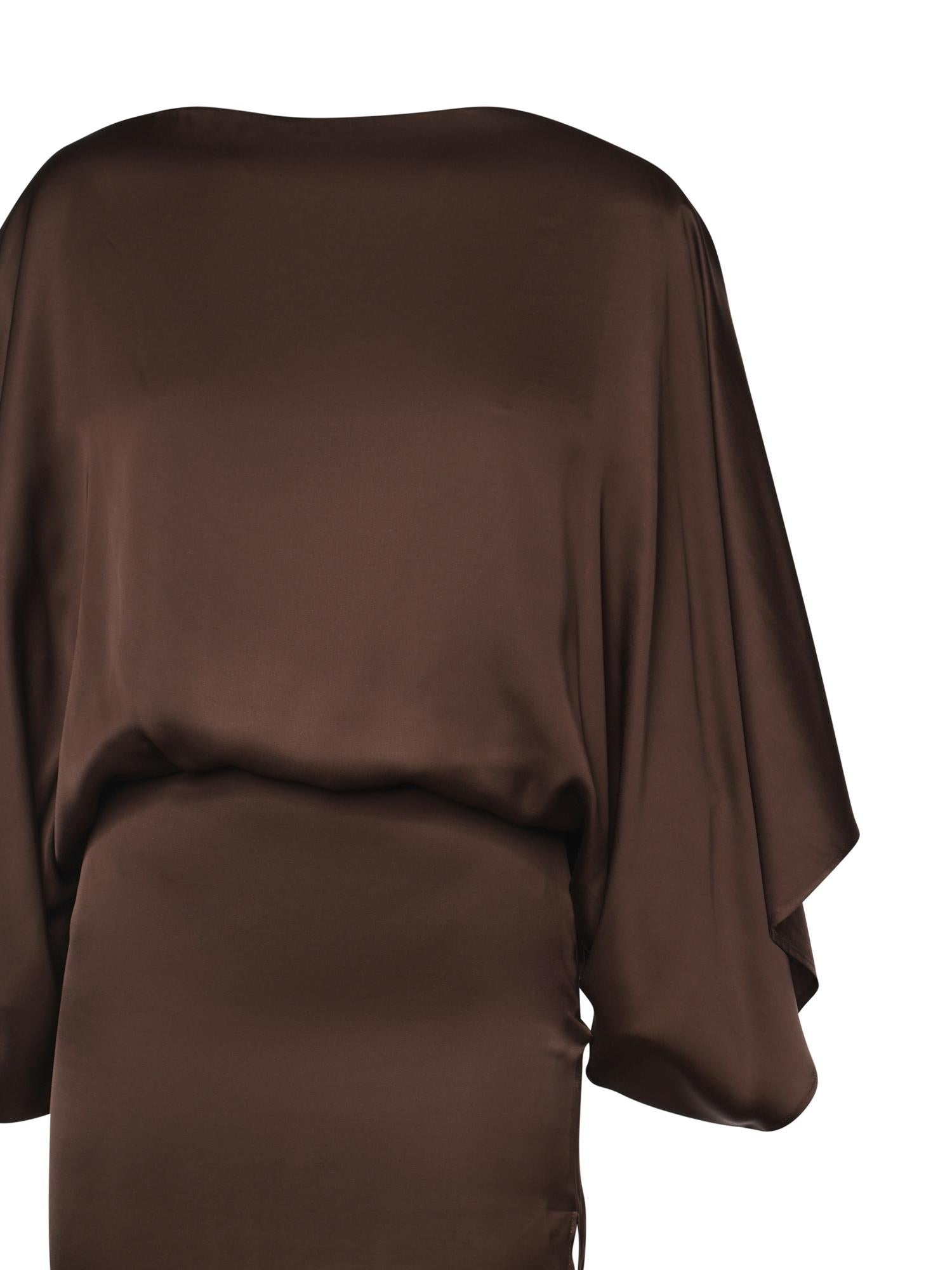 Abito midi The Macha in satin 26SSNAB-0005 CIOCCOLATO NINEMINUTES 