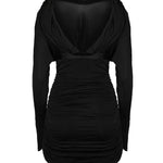 Abito con collo a cappuccio in jersey lucido 701047 Y36UU1000 SAINT LAURENT 