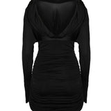 Abito con collo a cappuccio in jersey lucido 701047 Y36UU1000 SAINT LAURENT 
