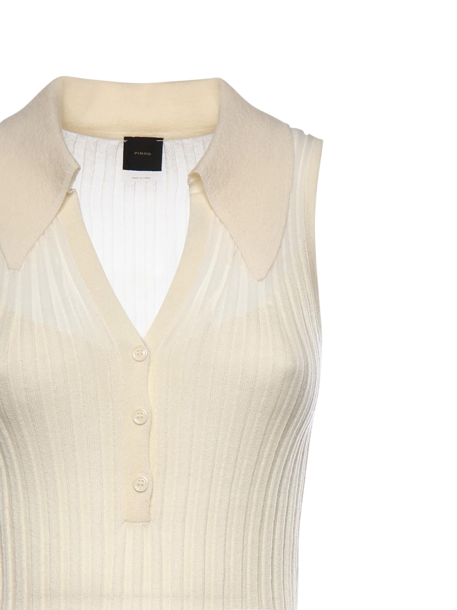 Canotta a polo in maglia a coste 106318 A34BC14 PINKO 