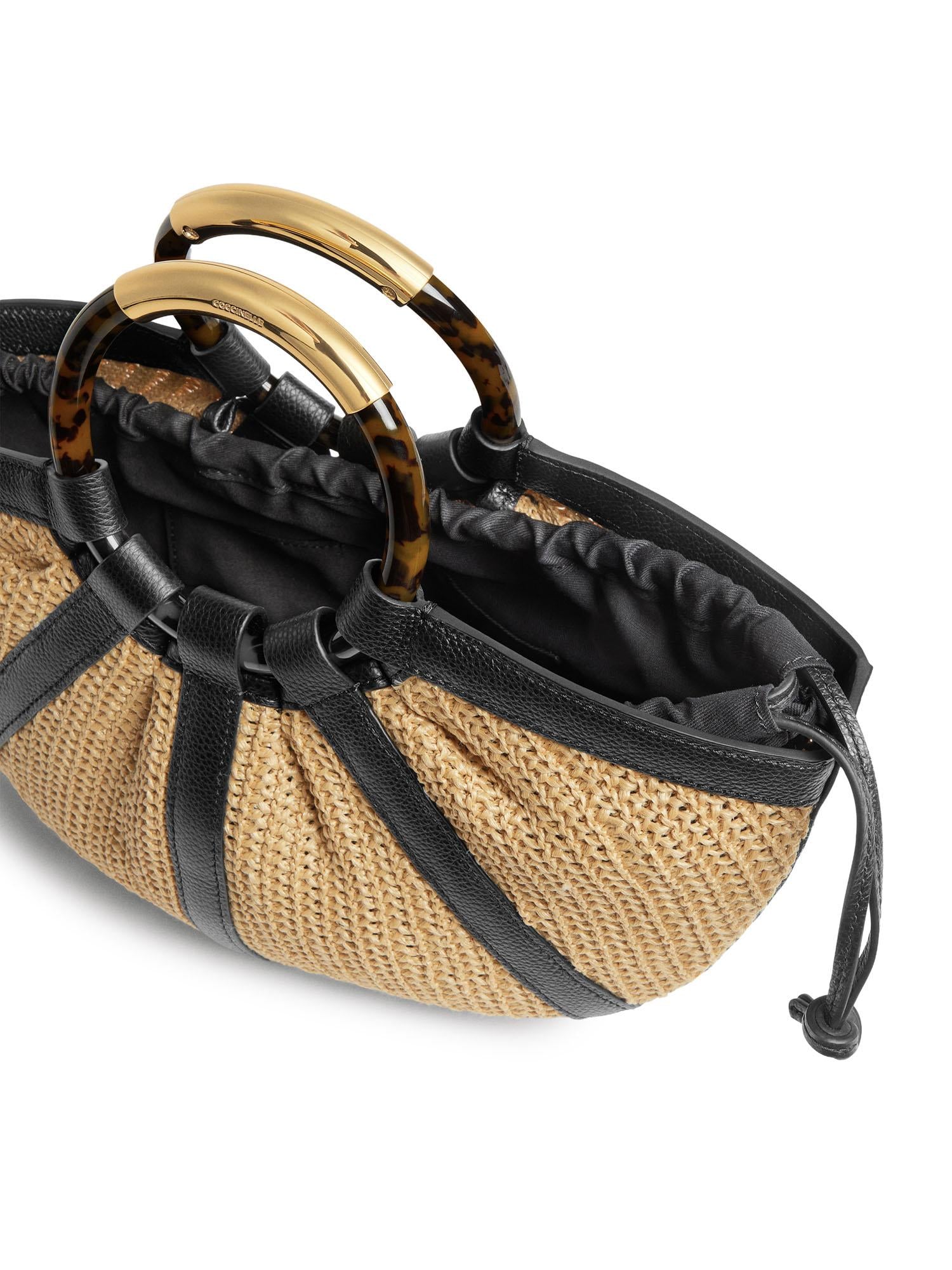 Borsa Shell medium in paglia e pelle E1U5D180201 846 COCCINELLE 