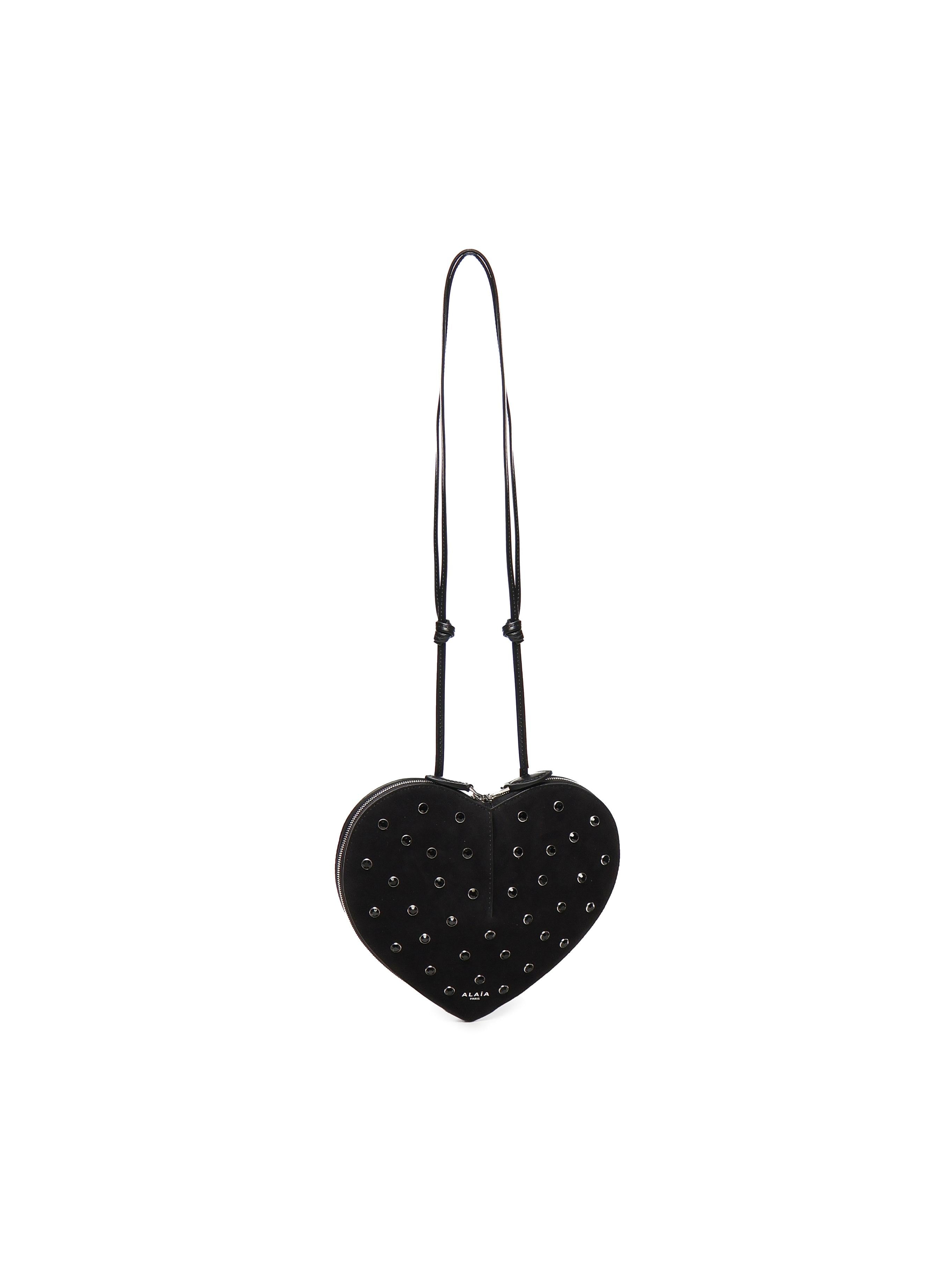 Borsa Le Cœur in pelle di capra scamosciata con strass AA1P003CA286 999 ALAIA 