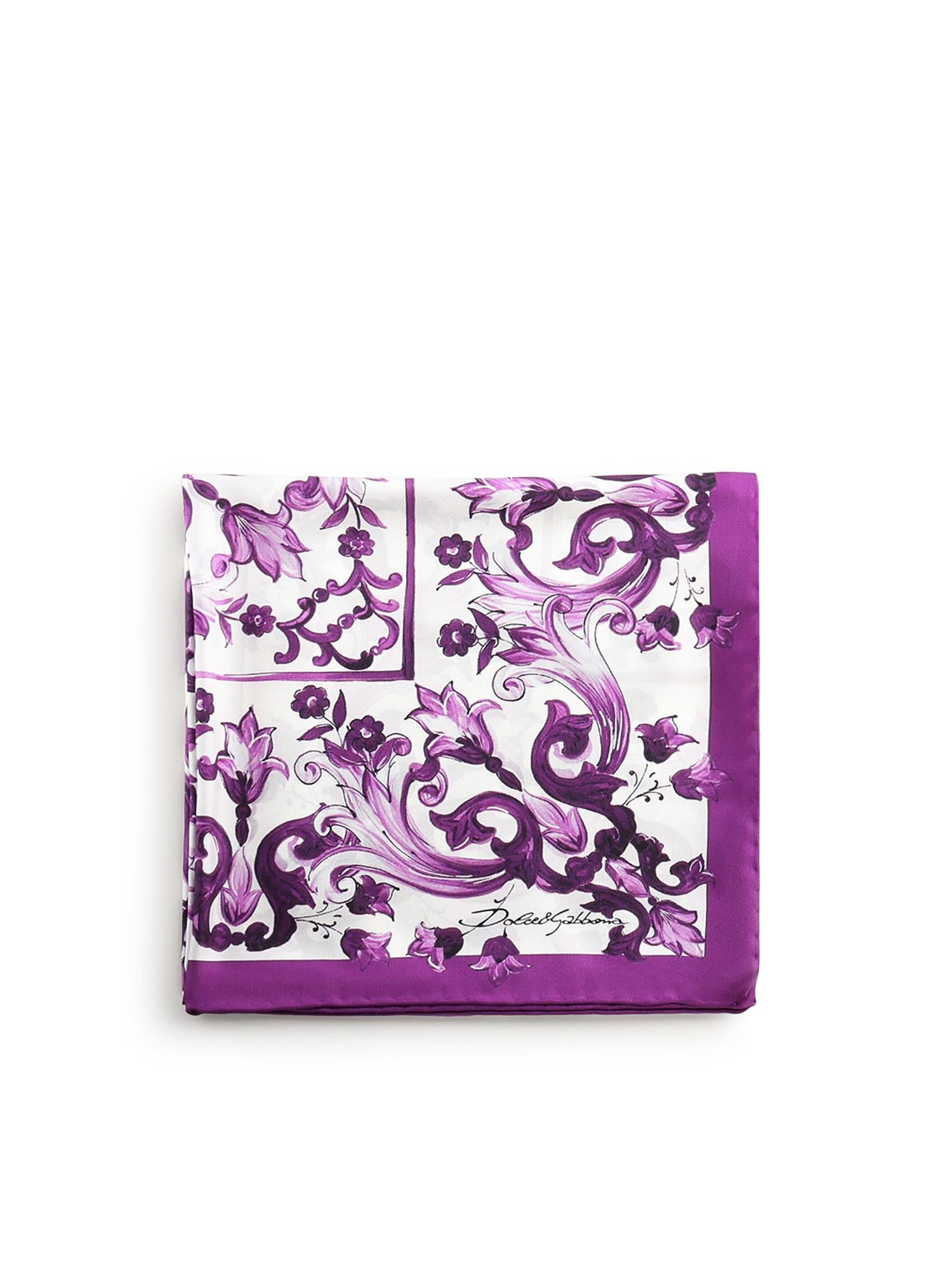Foulard in twill di seta con stampa maiolica FN092R GDAOYHP3ON DOLCE & GABBANA 
