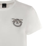 T-shirt con ricamo logo Love Birds in cristalli<BR/> 103320 A2RNZ05 PINKO 