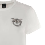 T-shirt con ricamo logo Love Birds in cristalli<BR/> 103320 A2RNZ05 PINKO 