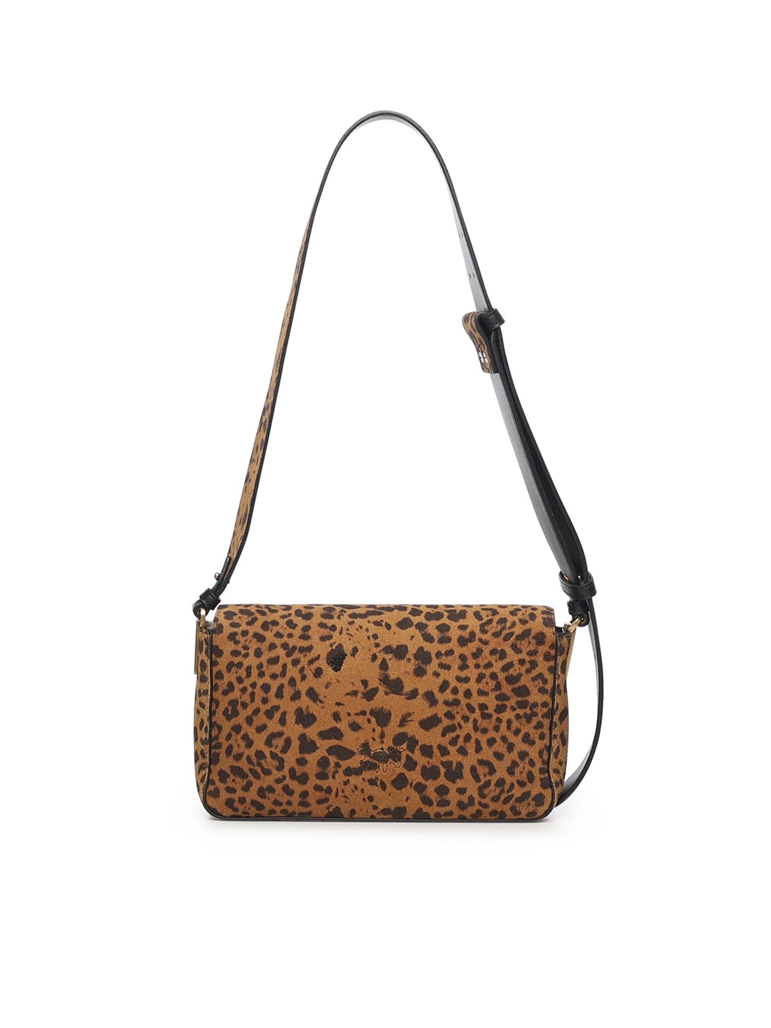 Borsa a spalla "Love One Slouchy" in suede leopardato 106244 A32AM35Q PINKO 