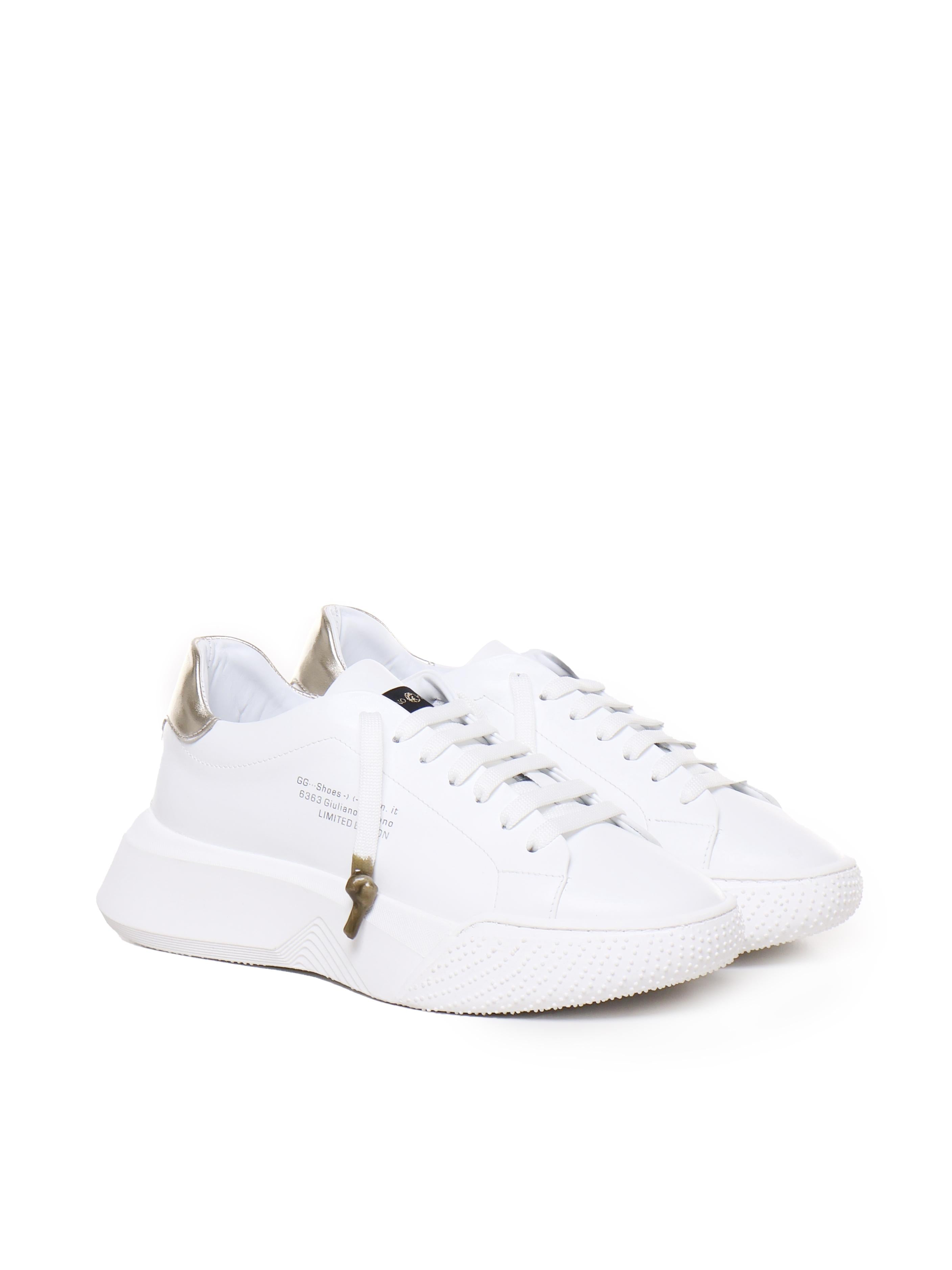 Sneakers Nemesis in nappa con riporto in pelle color oro pe 2021 NEMESIS 2 NAPPAWHITE/GOLD GIULIANO GALIANO 