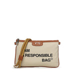 Clutch Responsible con logo 73BS9N004 RESPONSIBLEOFF WHITE/CUOIO V° 73 