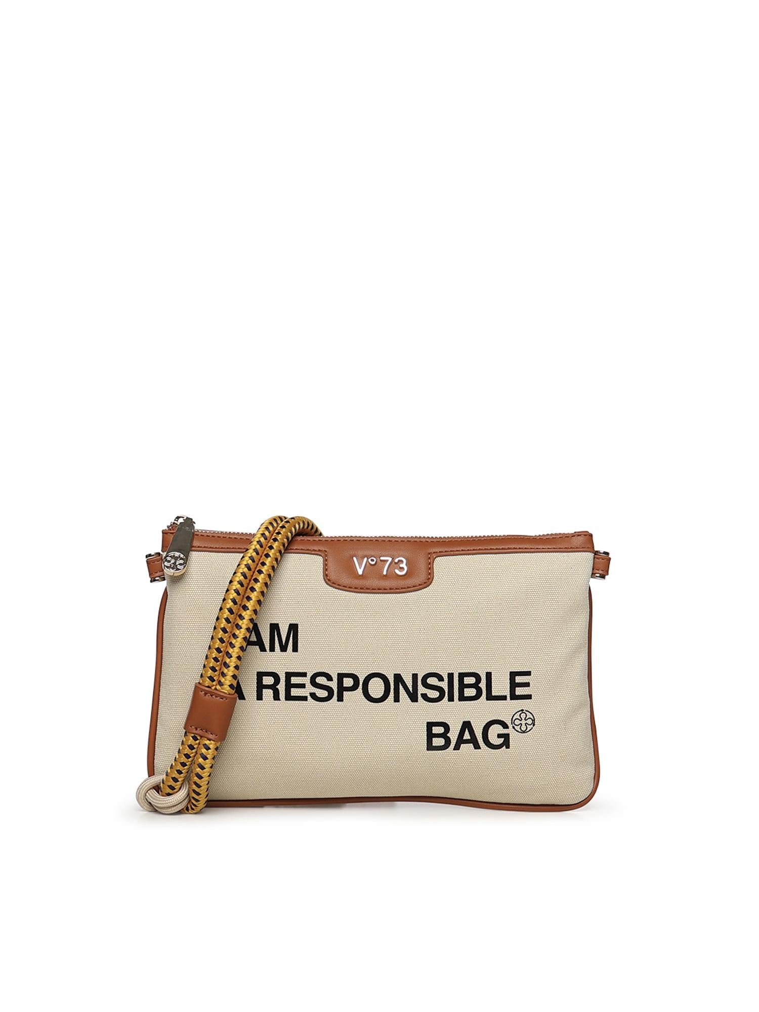 Clutch Responsible con logo 73BS9N004 RESPONSIBLEOFF WHITE/CUOIO V° 73 
