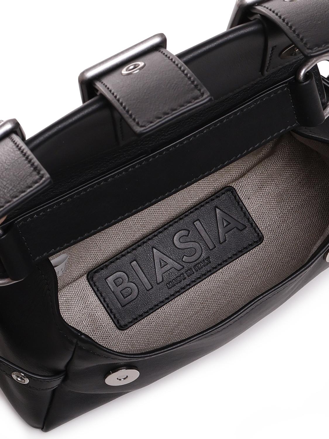 Borsa a tracolla y2k008 in pelle bovina FBBP70008NAP -NERO/NICKEL BIASIA 