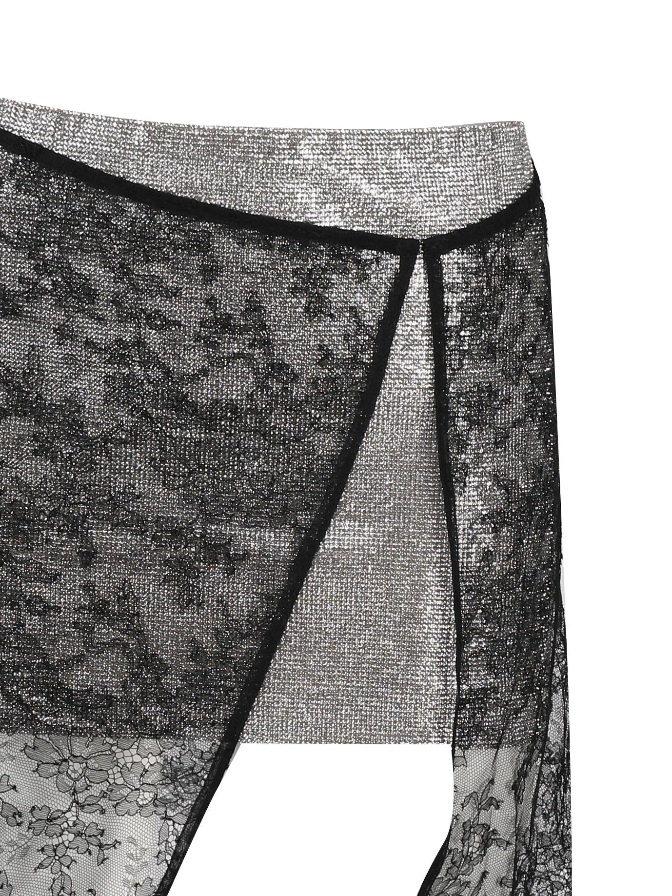 Gonna in seta FW22-019.01 FLORACrystal-Black NUE' 