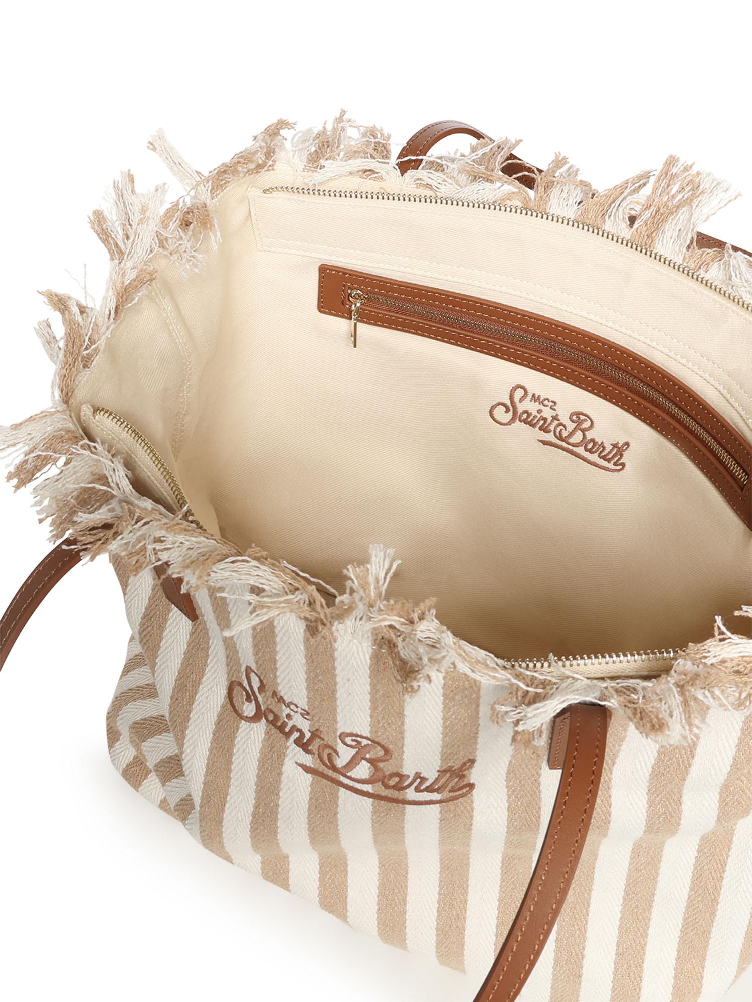 Borsa City in canvas a righe CBF0001 01763L MC2 SAINT BARTH 