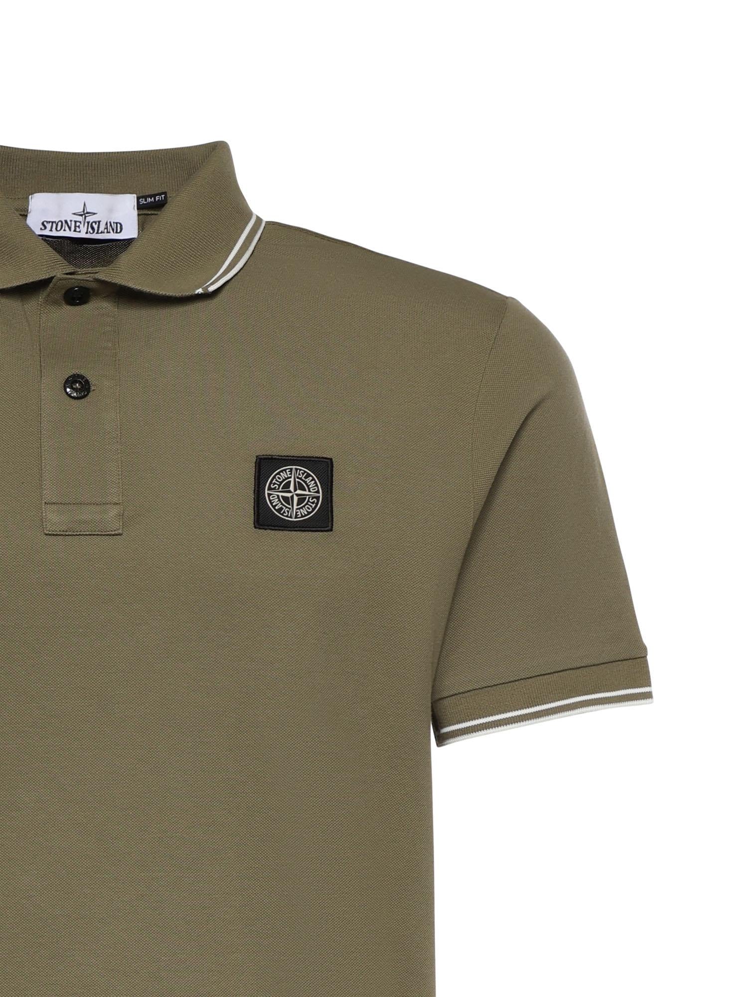 Polo in piqué di cotone con patch Compass L1S152200010 S0018V005G STONE ISLAND 