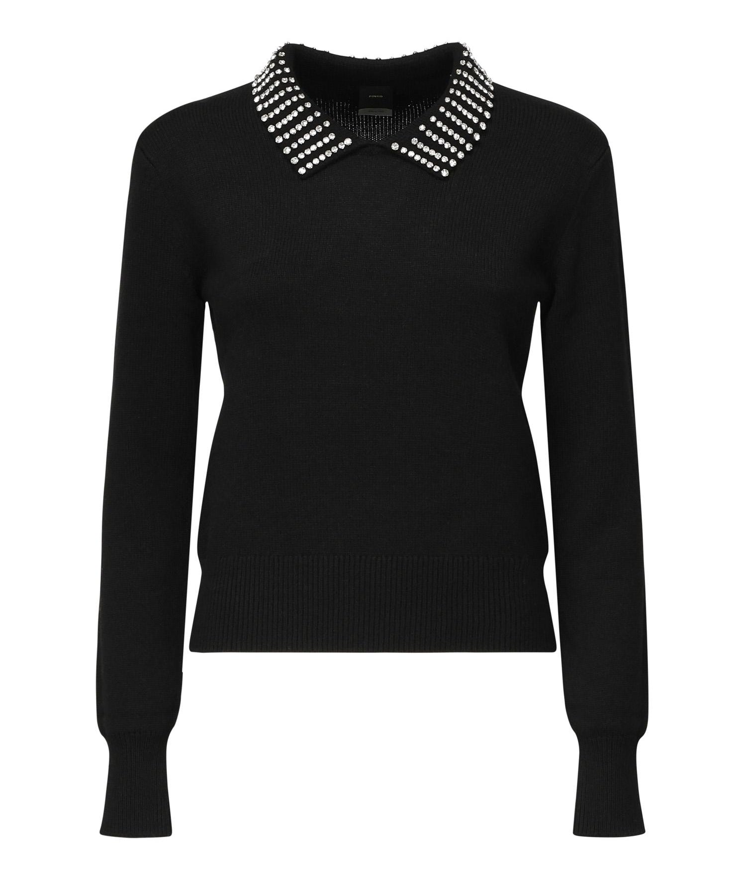 Maglia con colletto e strass<BR/> 105530 A2S4Z99 PINKO 