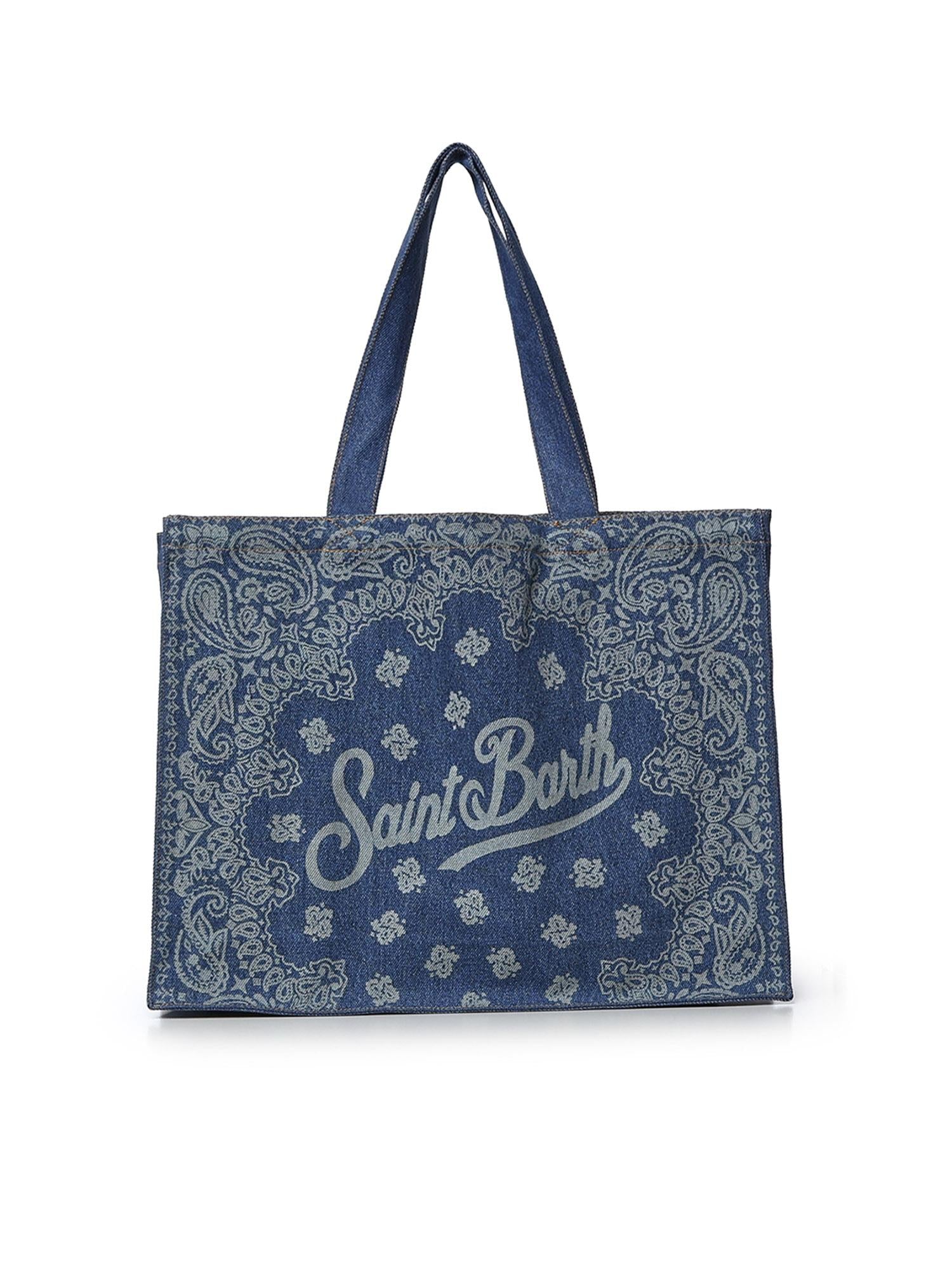 Borsa Essential in denim con stampa bandana EBAGN006 00780L MC2 SAINT BARTH 