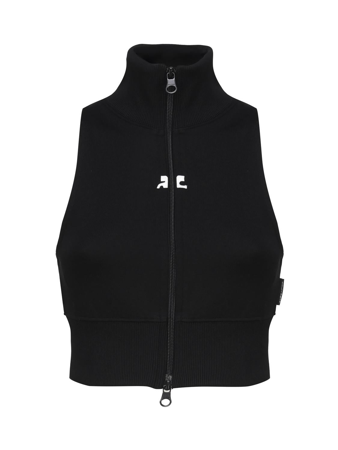 Gilet a coste con logo a contrasto di colore frontale 124JVE072JS0091 -9999 COURREGES 