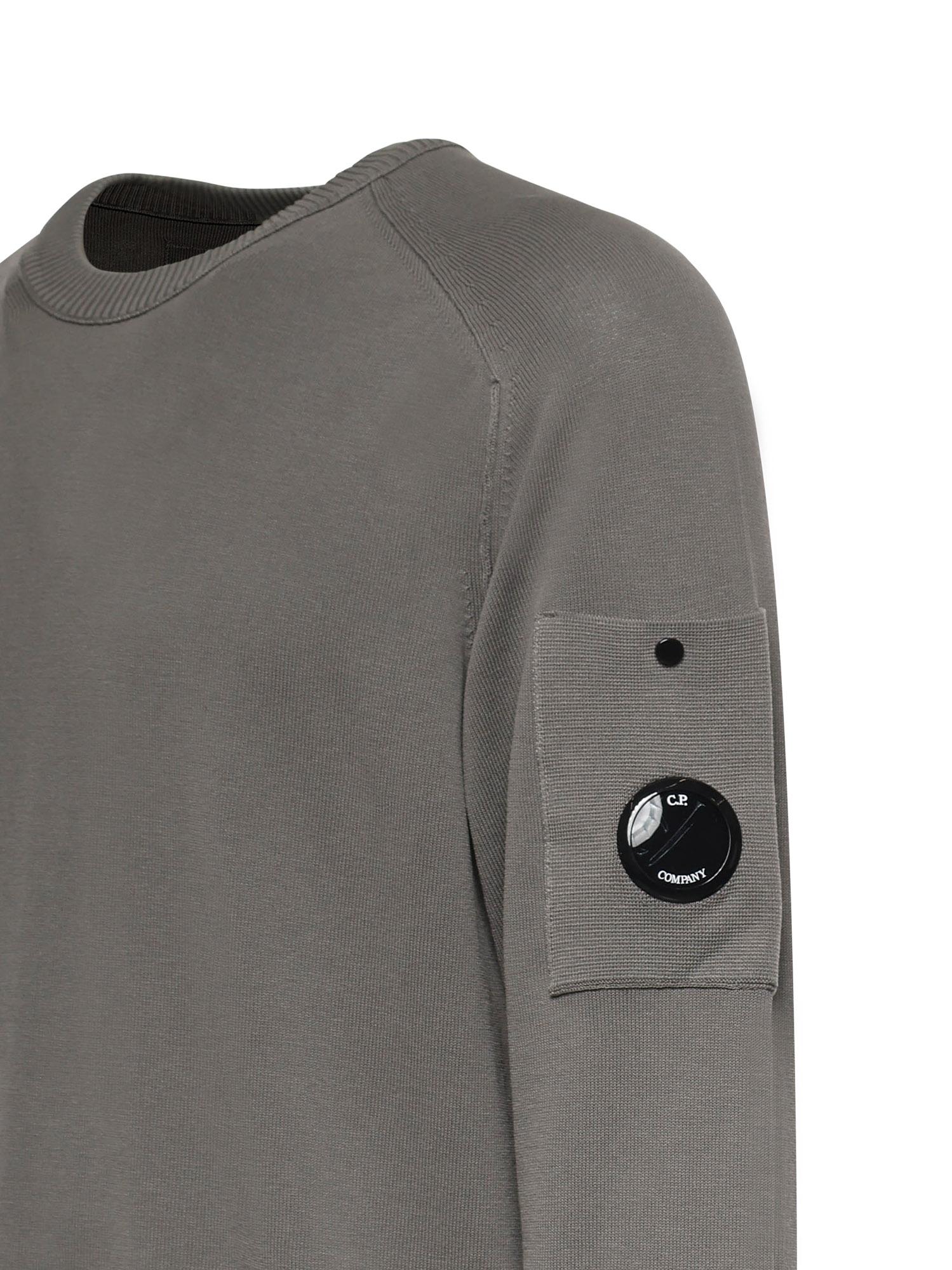 Maglione in cotone crepe con logo<BR/> 20CMKN105A 006323O921 C.P. COMPANY 