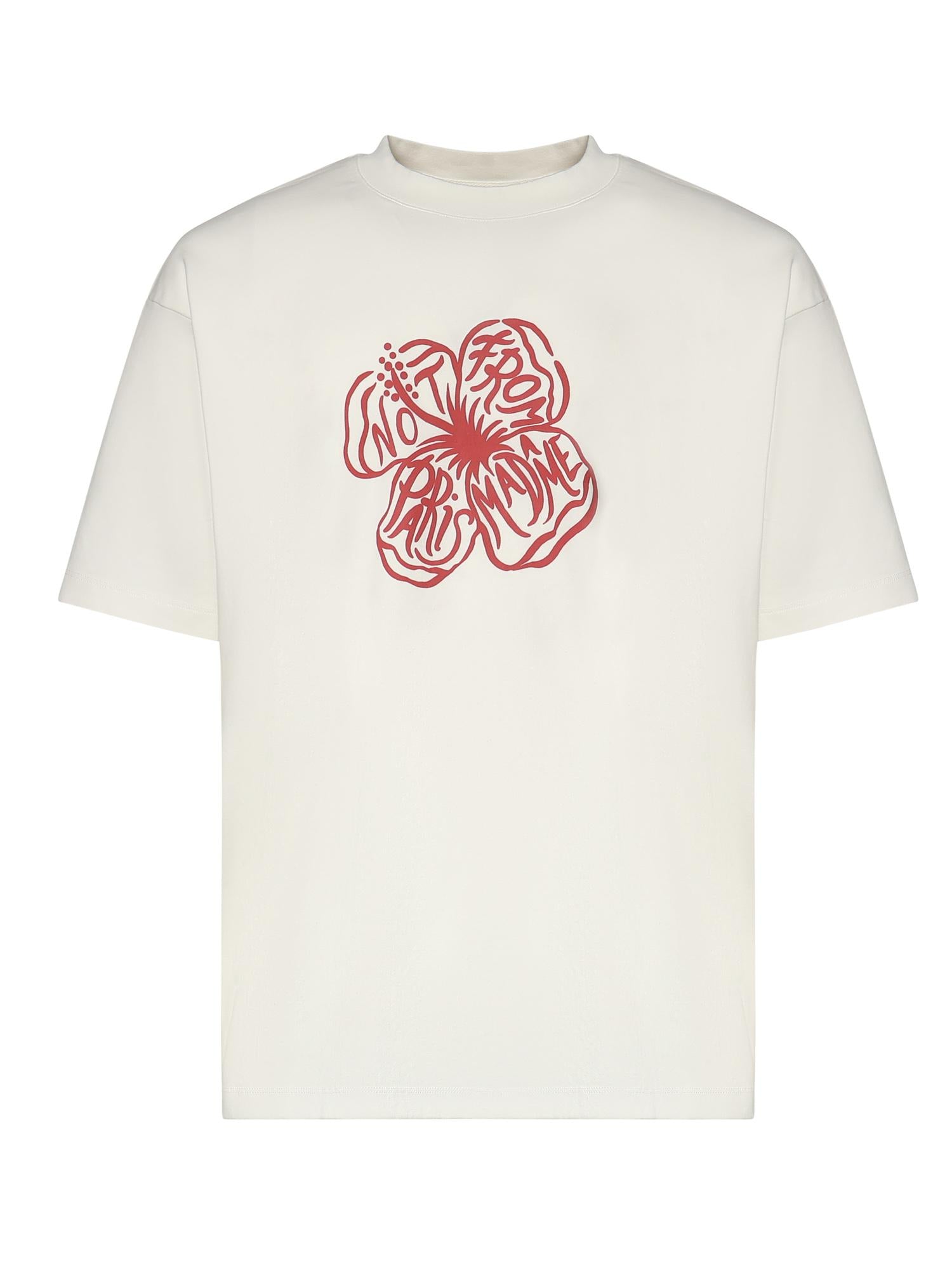 T-shirt Slogan Hibiscus in cotone JTS292CO002 OW Drôle de Monsieur 