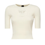 Maglia a costine con logo Love Birds 102017 A1KWZ05 PINKO 