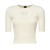 Maglia a costine con logo Love Birds 102017 A1KWZ05 PINKO 