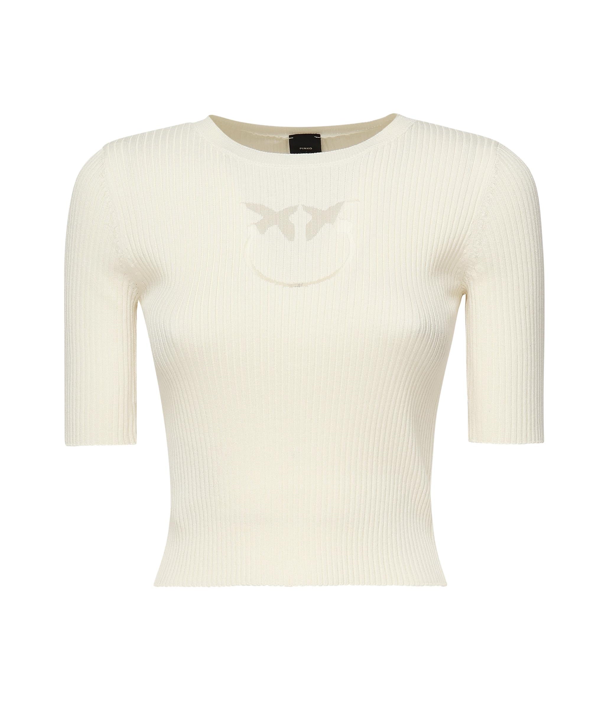 Maglia a costine con logo Love Birds 102017 A1KWZ05 PINKO 