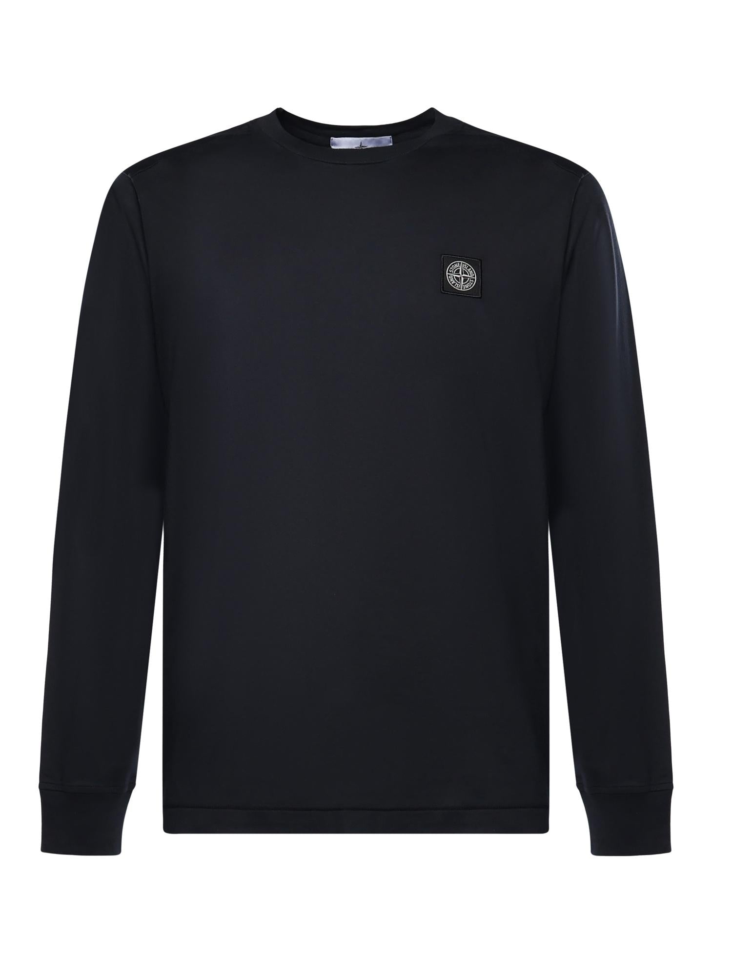T-shirt a manica lunga con patch Compass in jersey di cotone<BR/> L1S152100031 S0013V0020 STONE ISLAND 