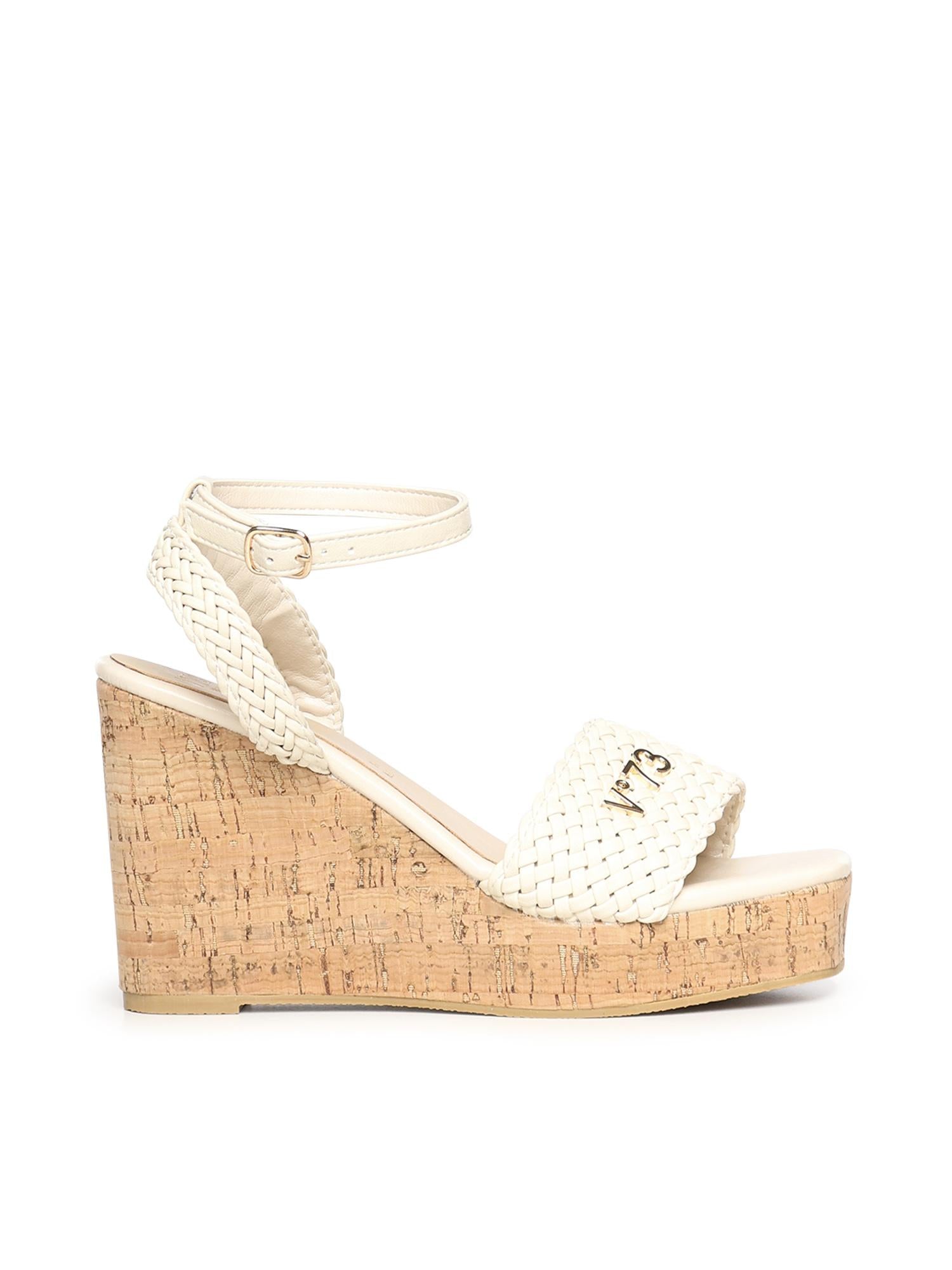 Sandali con zeppa e logo 73SC9YU01INT ZELDA WEDGEOFF WHITE V° 73 