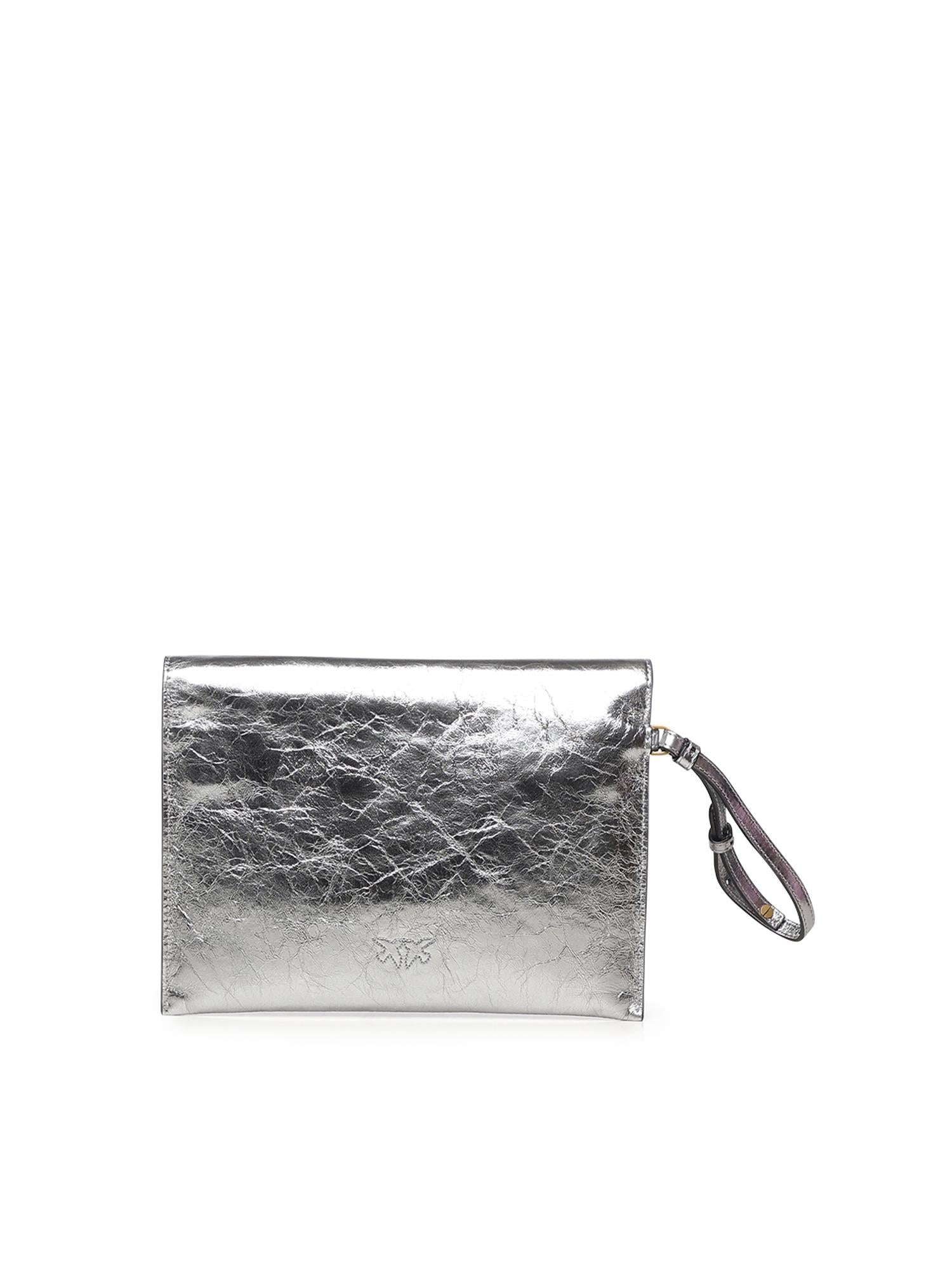 Pochette Envelope in pelle metallizzata con logo 104820 A2OTKZ7Q PINKO 
