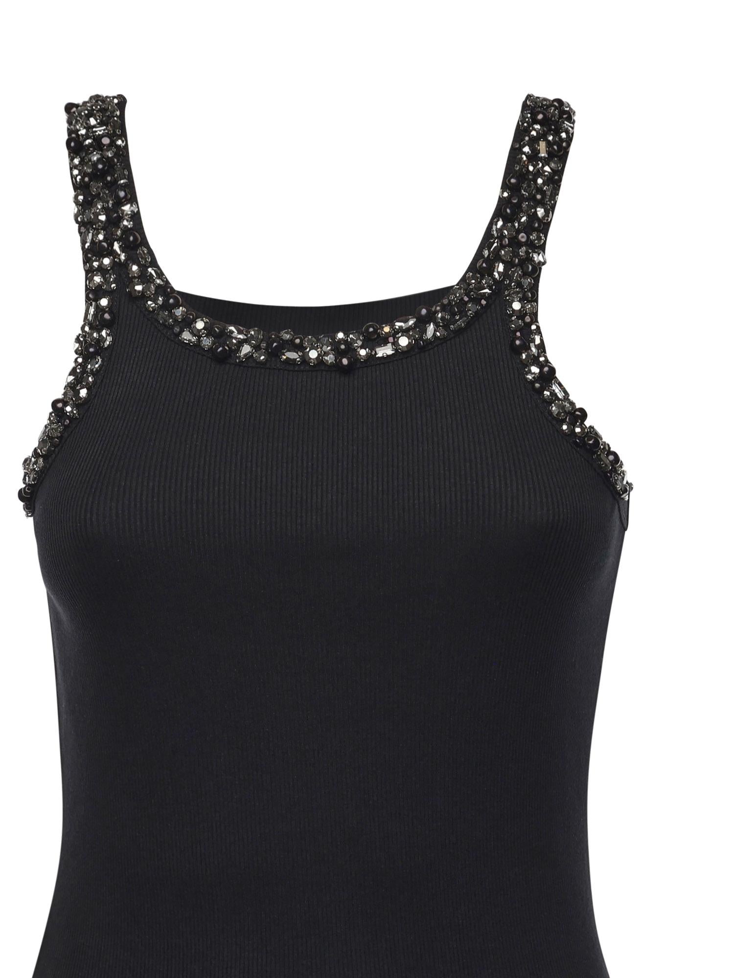 Top a costine con ricami gioiello 104109 A2TMZ99 PINKO 