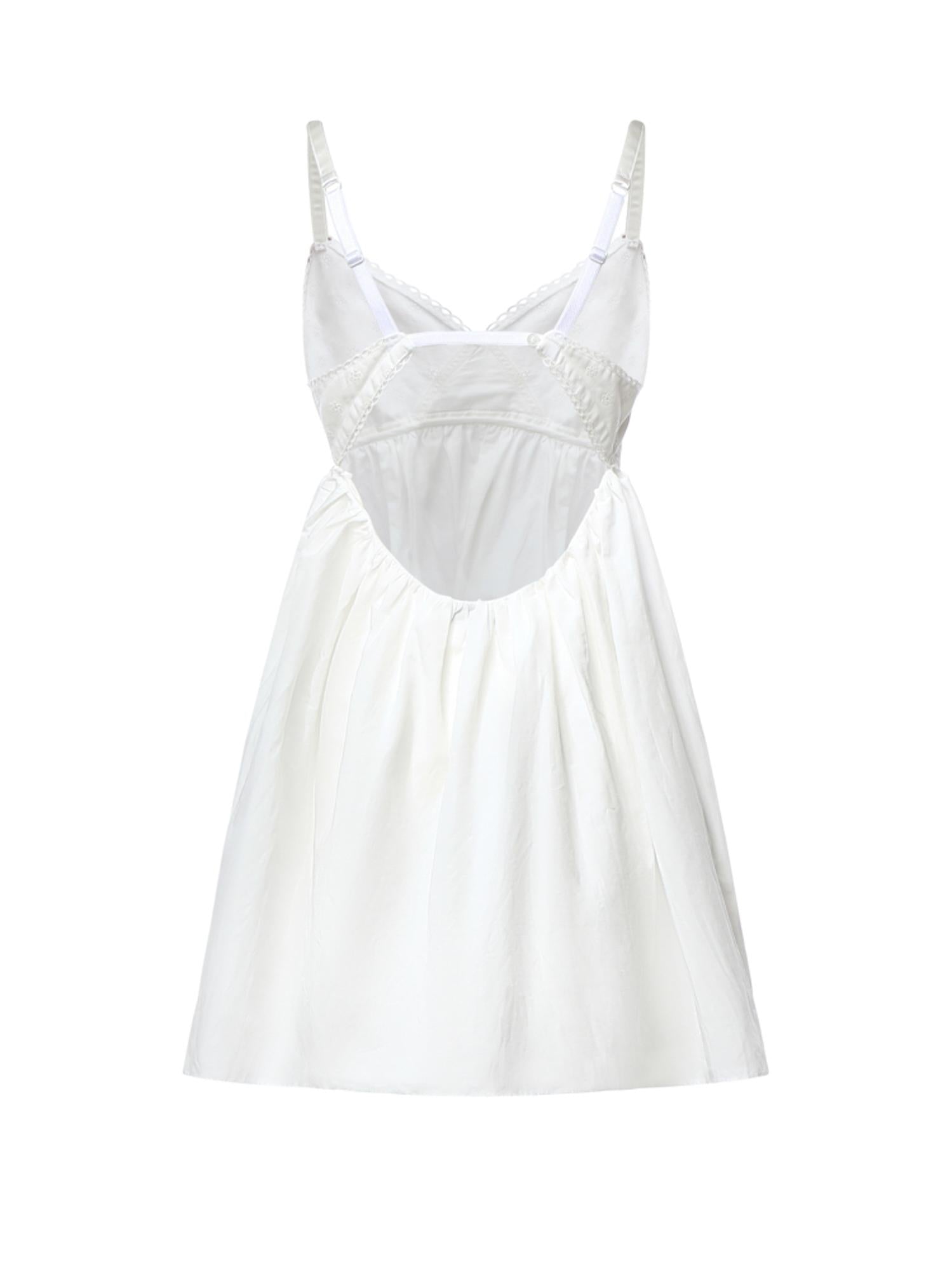Abito corto in popeline fiammato sangallo MF6417 196JF0009 MIU MIU 