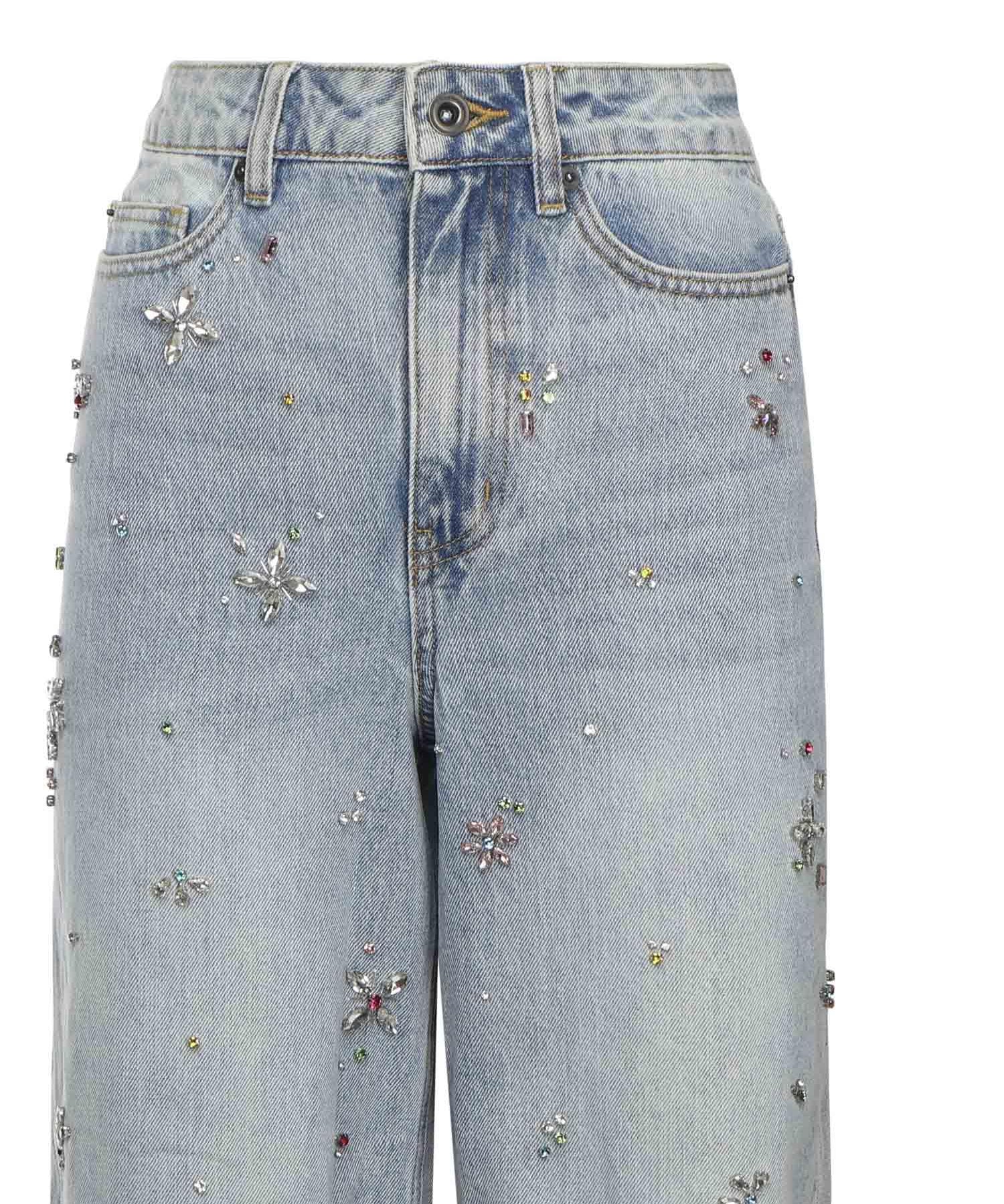 Jeans con fiori di strass AW25828PA BL SELF-PORTRAIT 