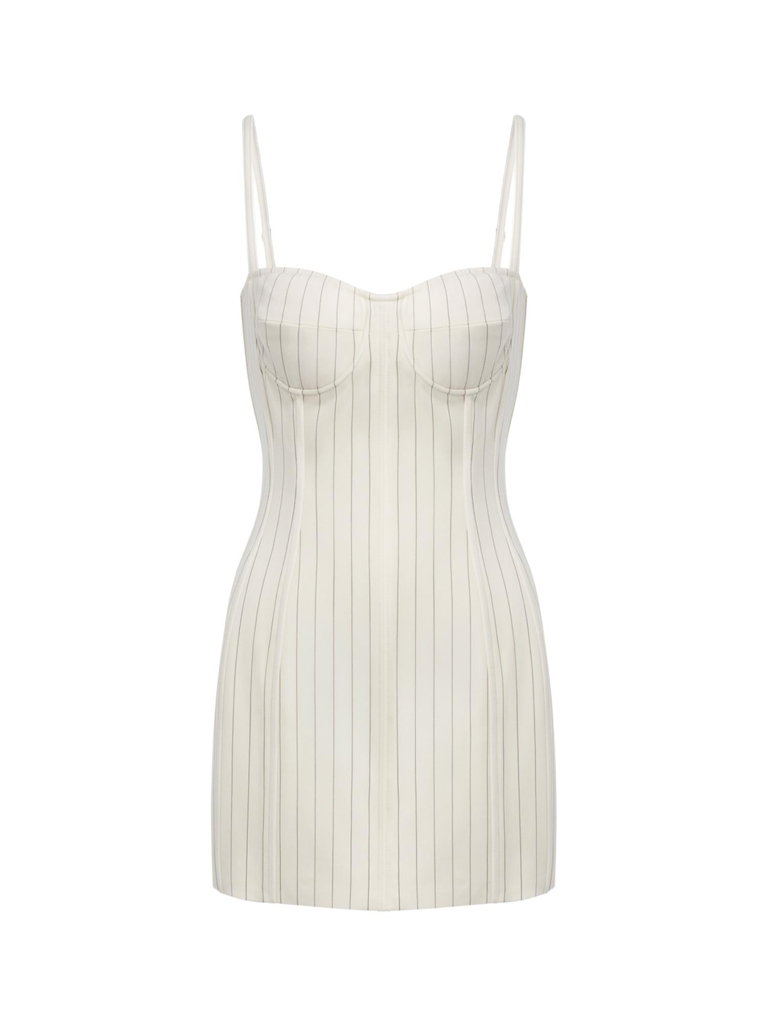 Miniabito bustier in fresco di lana gessato DA571 ES0080D001 DONDUP 