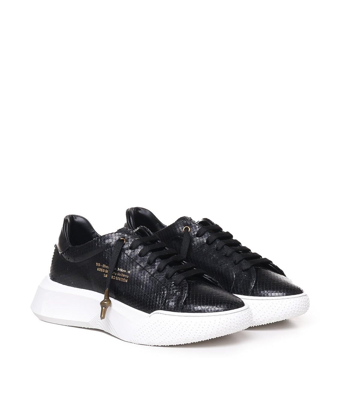 Sneakers Nemesis in nappa con stampa pitone NEMESIS2 PYTHONBLACK GIULIANO GALIANO 