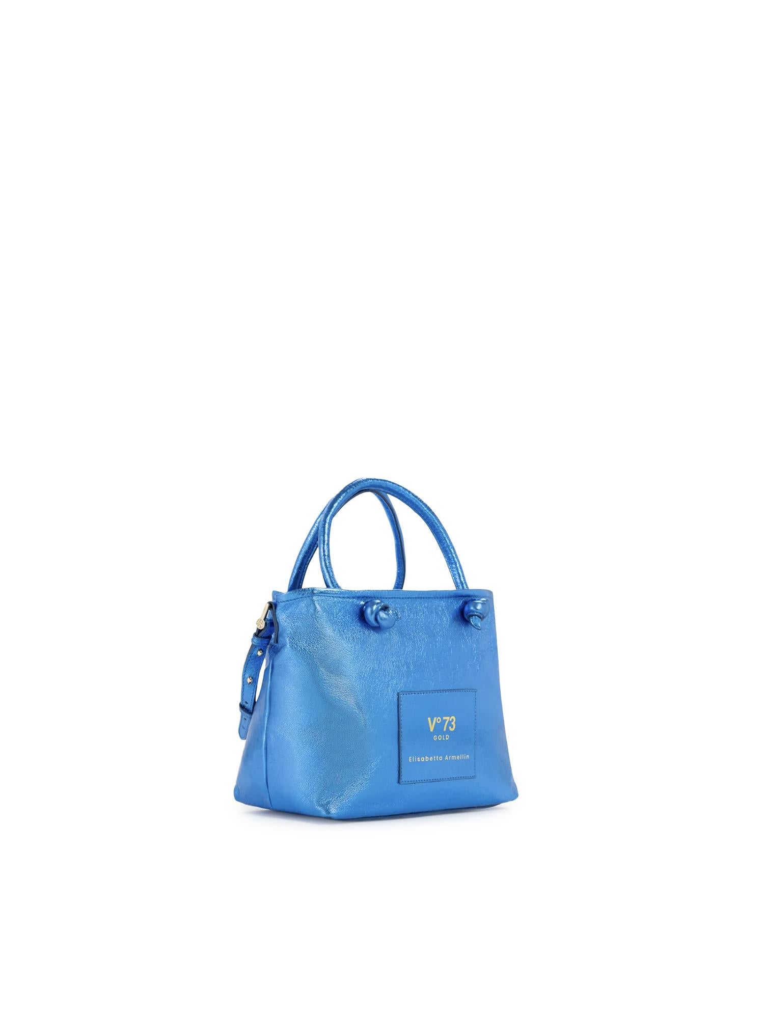 Mini bag in pelle con logo 73BP9VT02 LOLLI POPPOP BLUE V° 73 