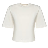 T-shirt cropped in jersey di cotone 26SSNTP-0001 BIANCO NINEMINUTES 
