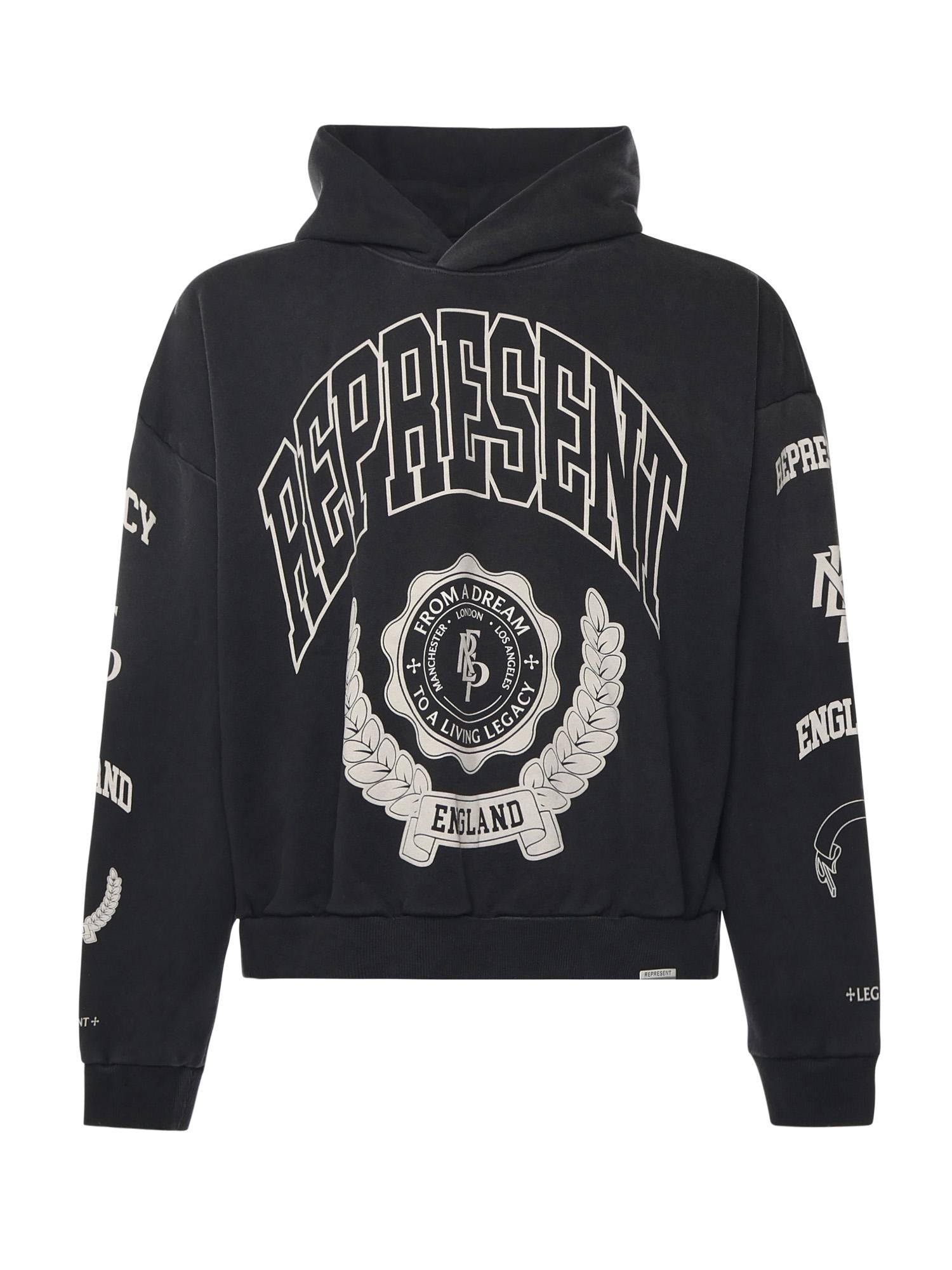 Felpa in cotone con cappuccio con effetto distressed MLM100372 04 REPRESENT 