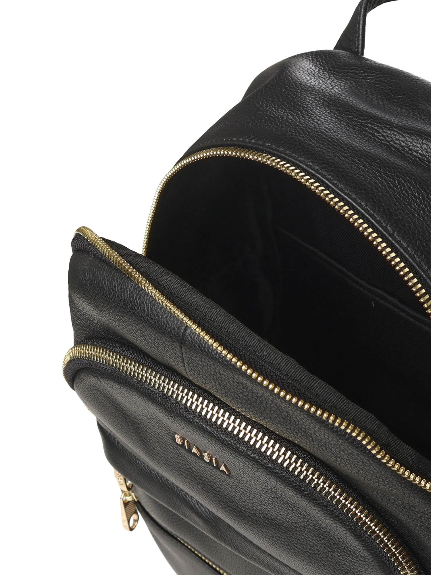 Zaino in pelle con logo BIBP9E504 NERO BIASIA 
