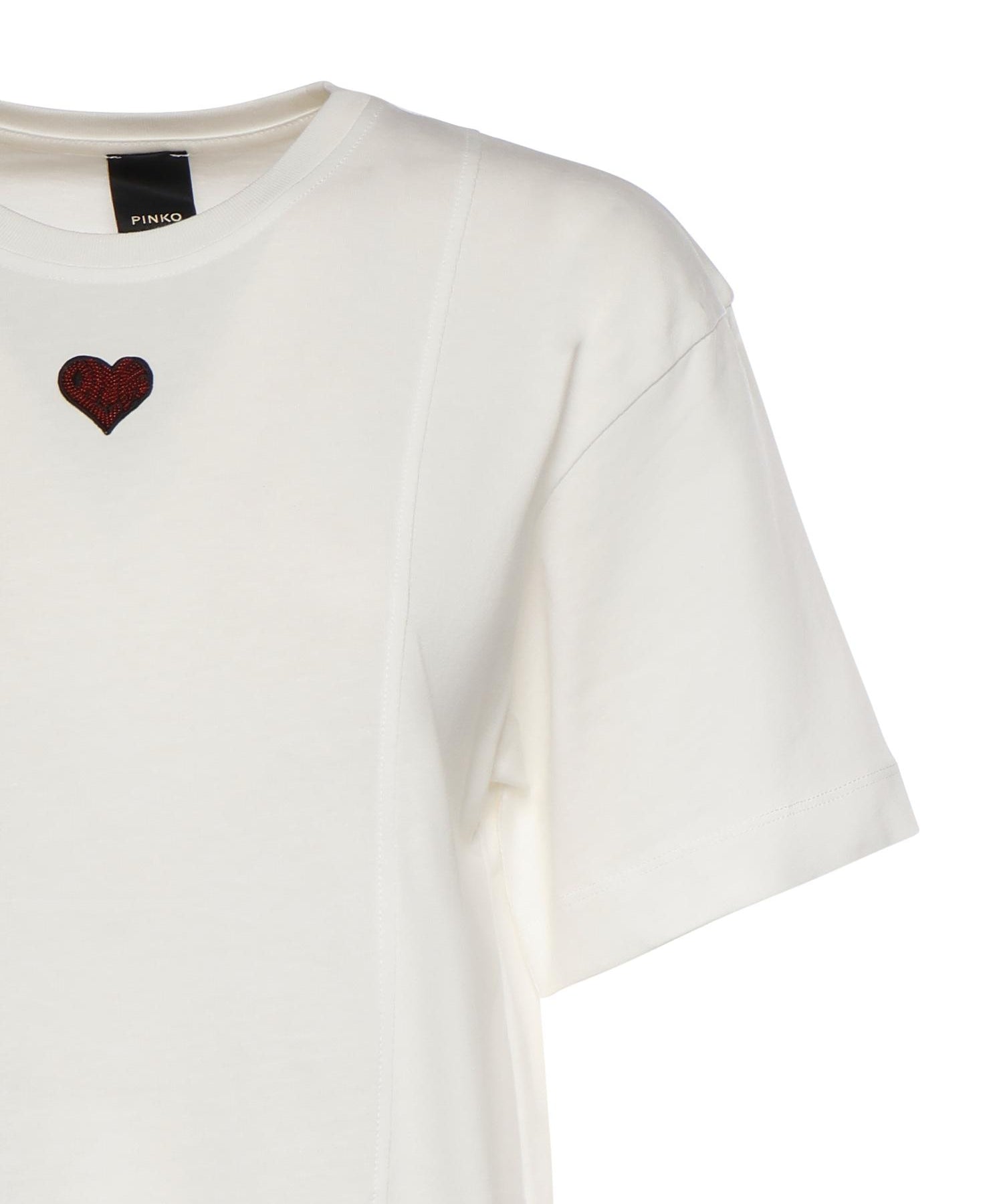 T-shirt con ricamo cuore in cotone 105665 A326Z05 PINKO 