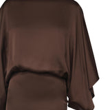 Abito midi The Macha in satin 26SSNAB-0005 CIOCCOLATO NINEMINUTES 