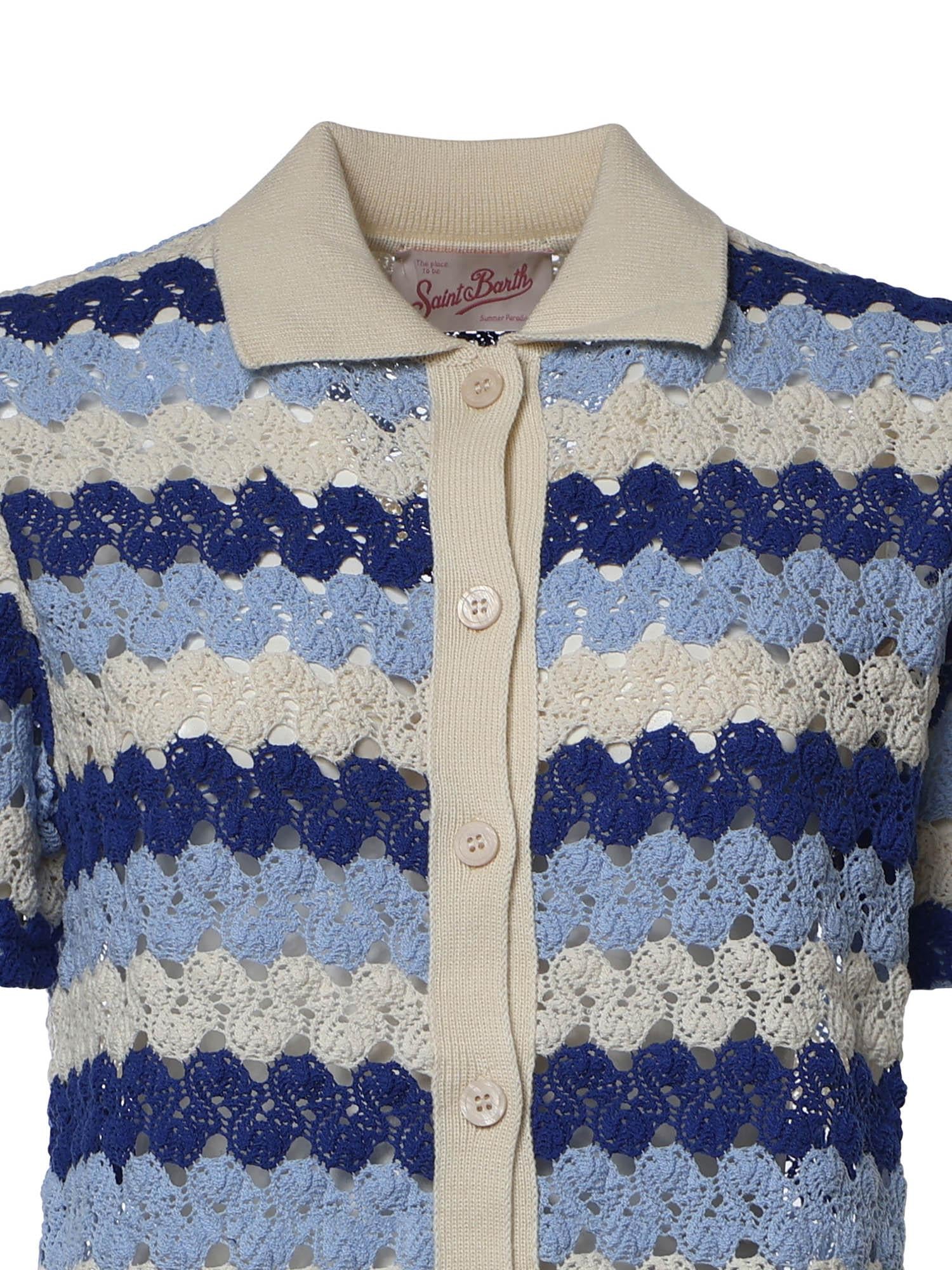 Polo in maglia Monet effetto crochet a righe MOE0001 00585L MC2 SAINT BARTH 