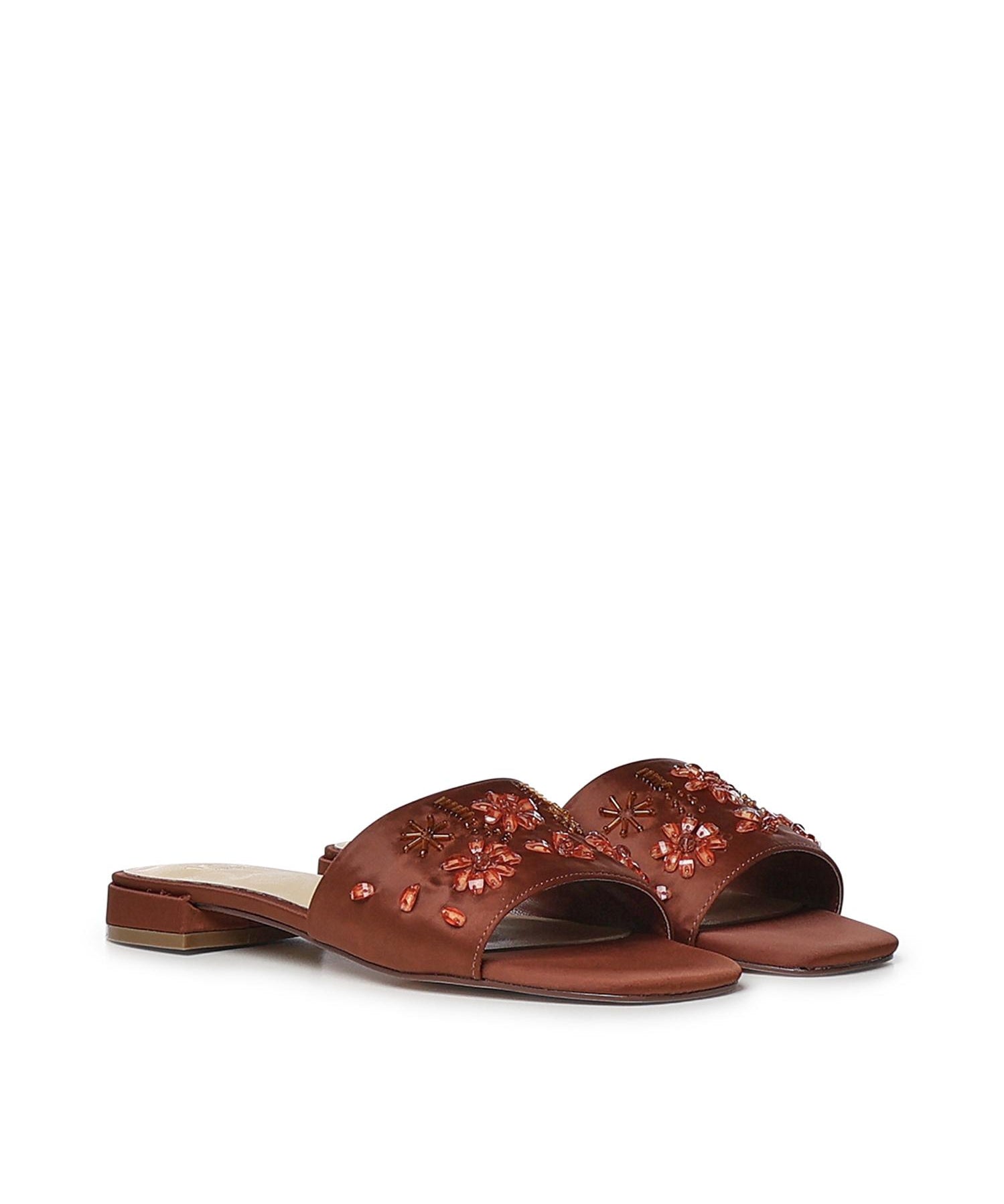Sandali flat Kayla con cristalli 73SC9YM01RIC KAYLA FLATCIOCCOLATO V° 73 