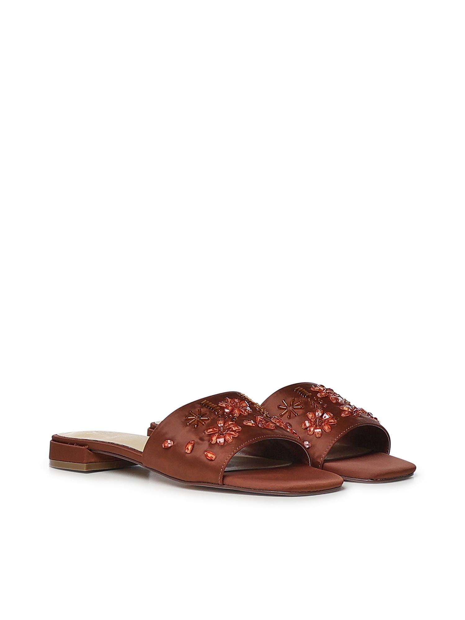 Sandali flat Kayla con cristalli 73SC9YM01RIC KAYLA FLATCIOCCOLATO V° 73 