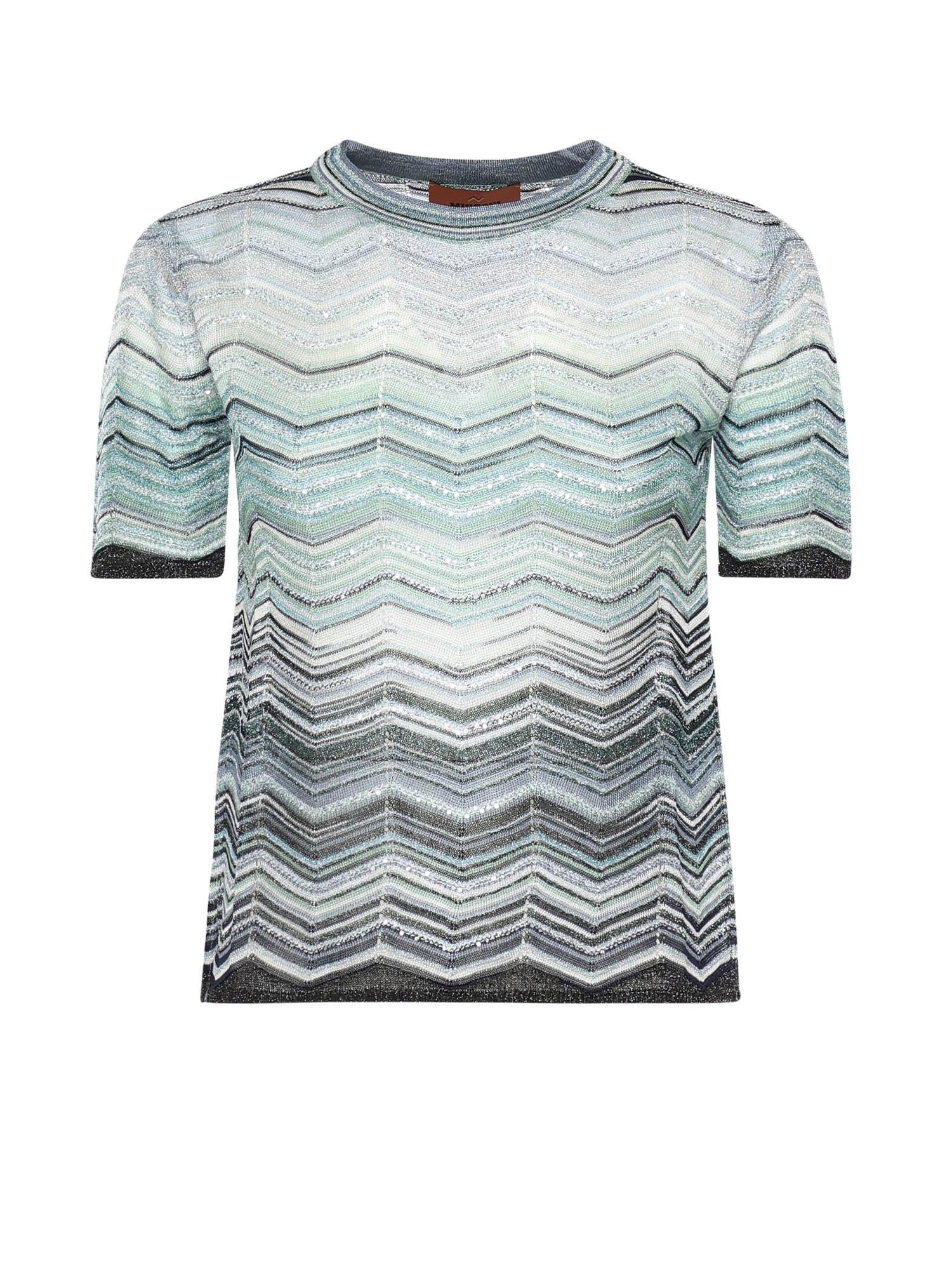 T-shirt in viscosa chevron lamé con paillettes DS26SN0V BK01H9SMSN4 MISSONI 