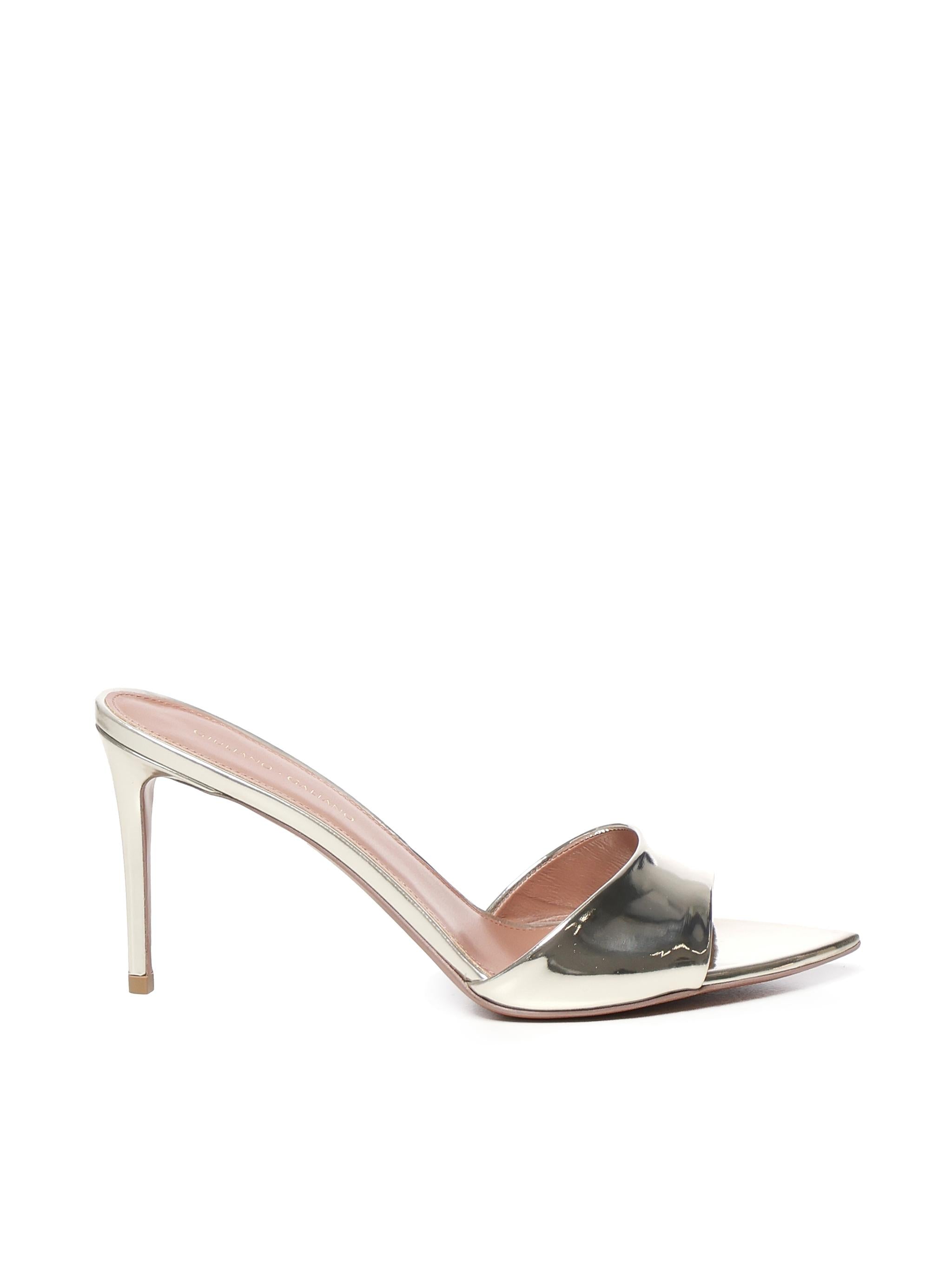 Mule Alixia in pelle specchio<BR/> ALIXIA80 SPECCHIOPLATINO GIULIANO GALIANO 