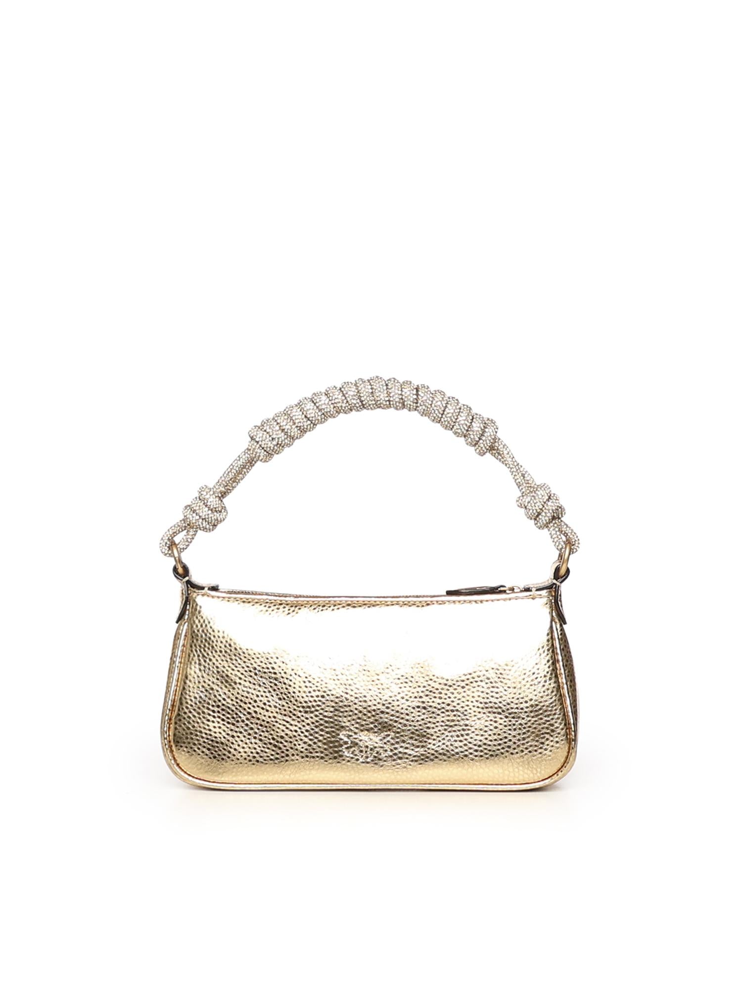 Mini bag 'Mini Half Moon Baguette' in pelle laminata con strass<BR/> 105915 A2WDZZLQ PINKO 