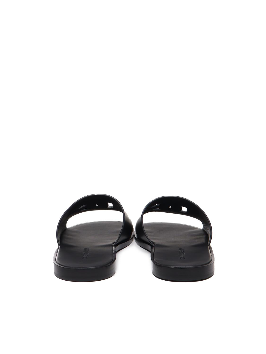 Slide in pelle con logo DG A80397 AO60280999 DOLCE & GABBANA 