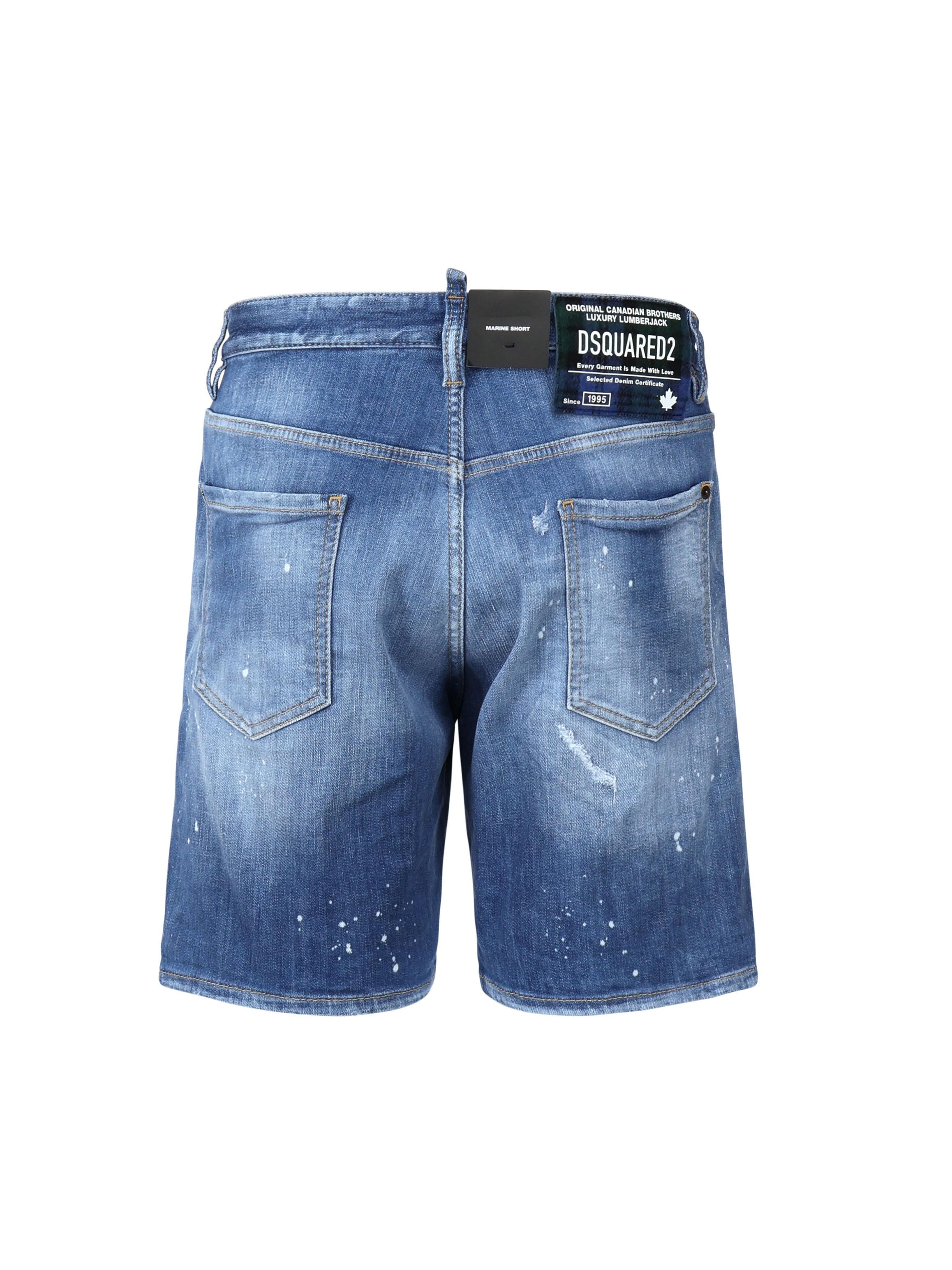 Shorts denim in cotone elasticizzato S74MU0881 S30872470 DSQUARED2 